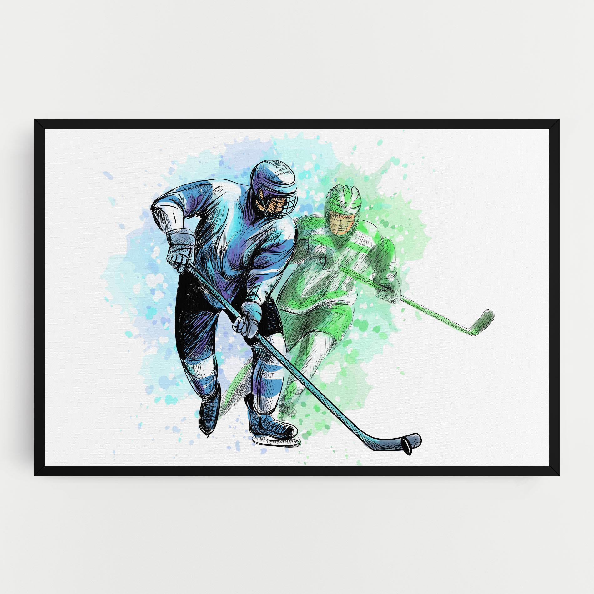 Leinwandbild Green Blue Hockey mockup 0