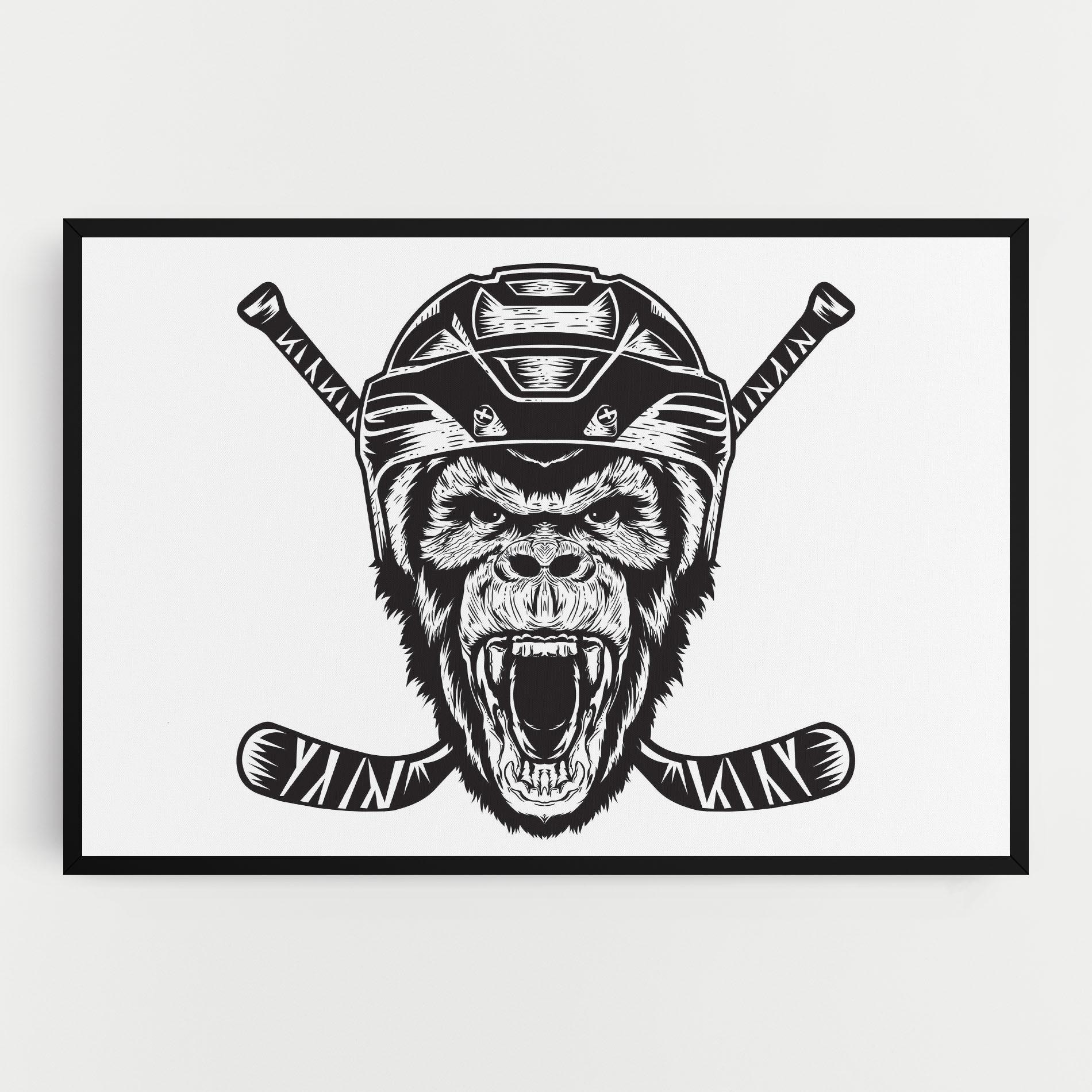 Leinwandbild Monkey Hockey mockup 0