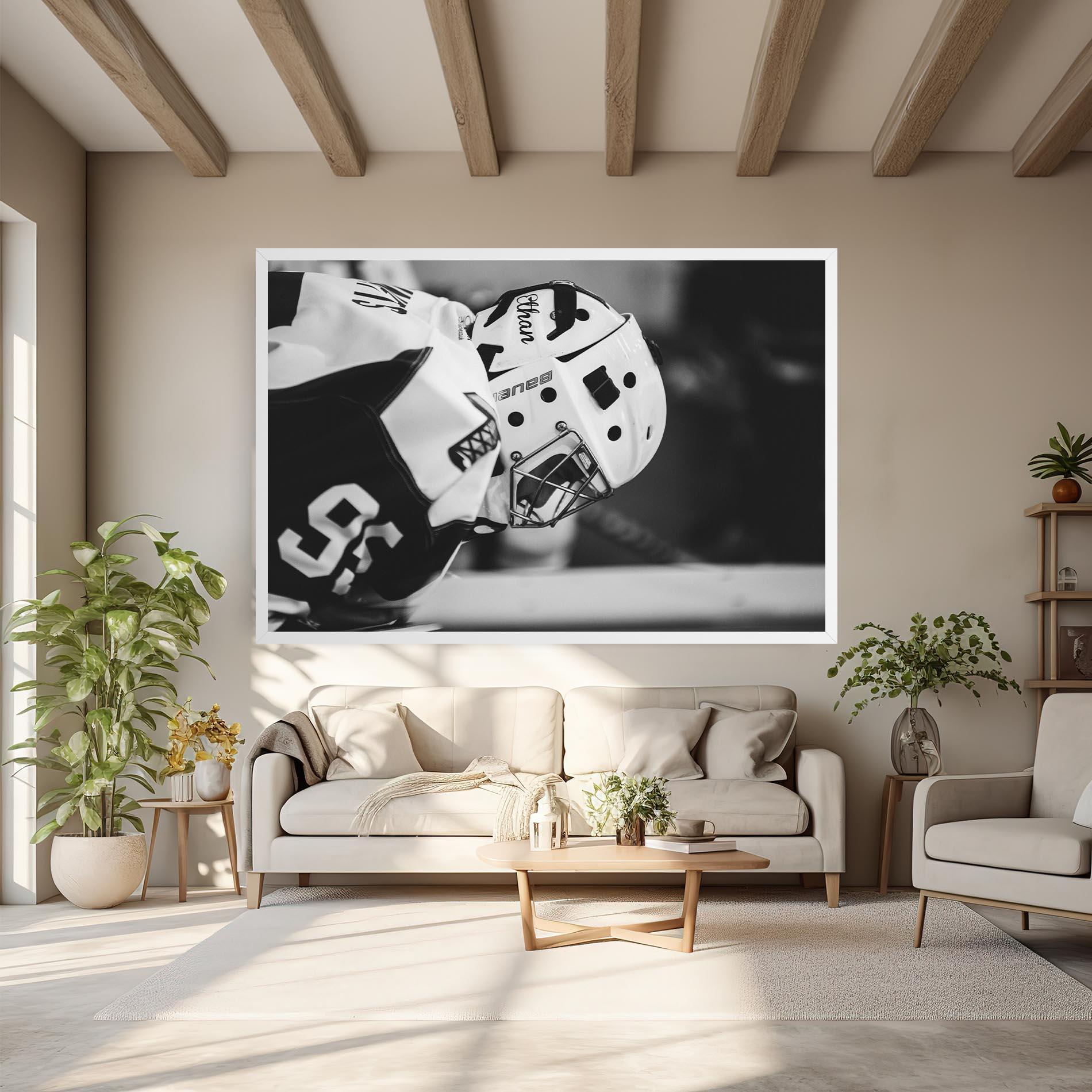 Leinwandbild Black White Hockey mockup 6