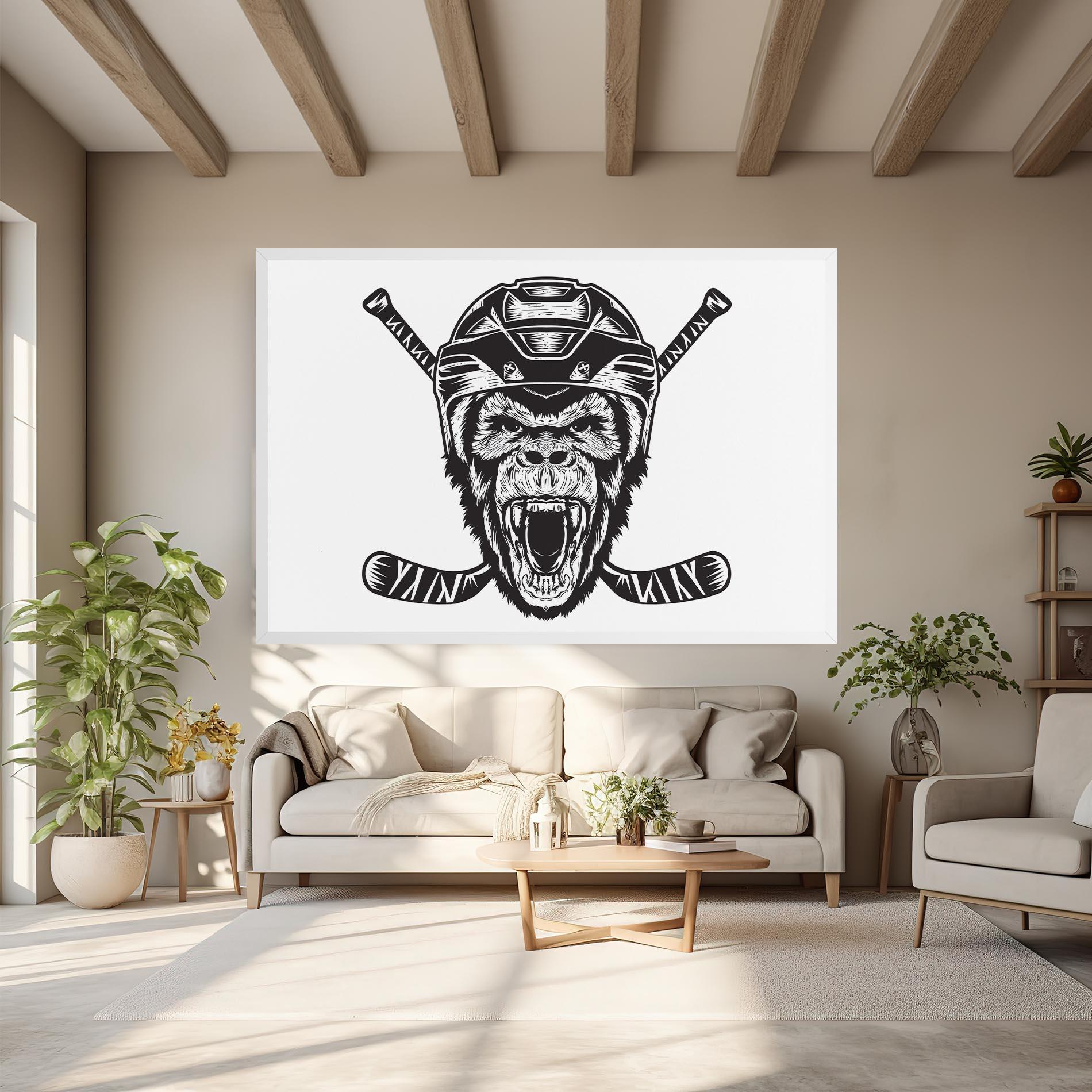 Leinwandbild Monkey Hockey mockup 6