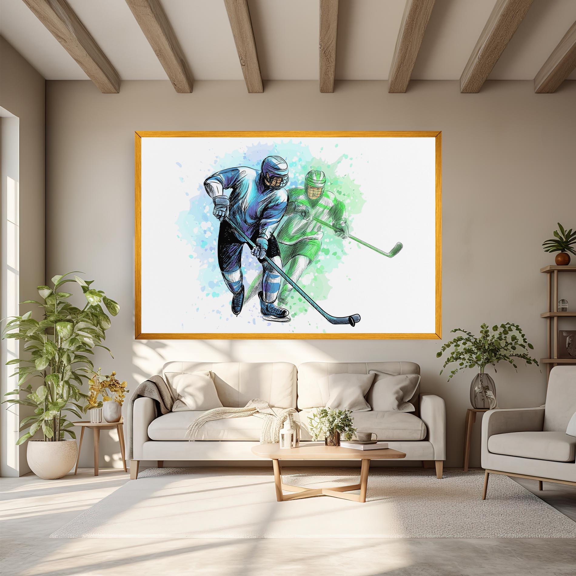 Leinwandbild Green Blue Hockey mockup 6