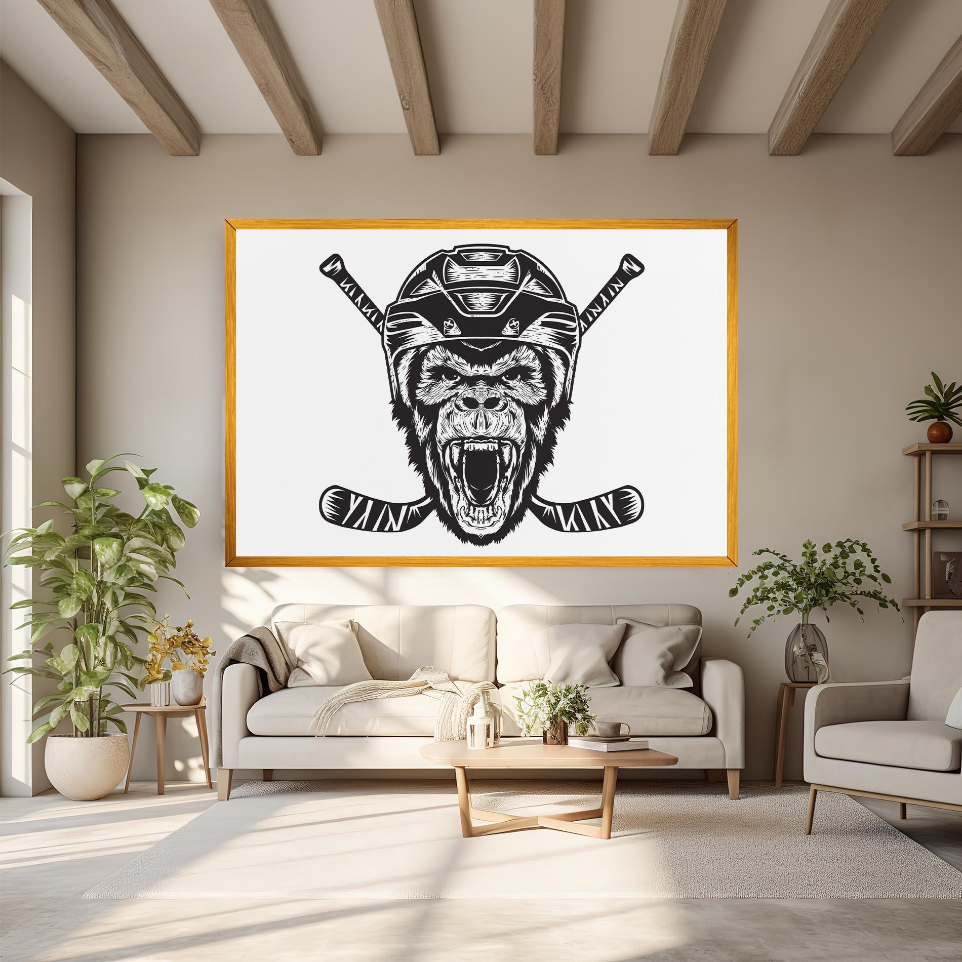 Leinwandbild Monkey Hockey mockup 6