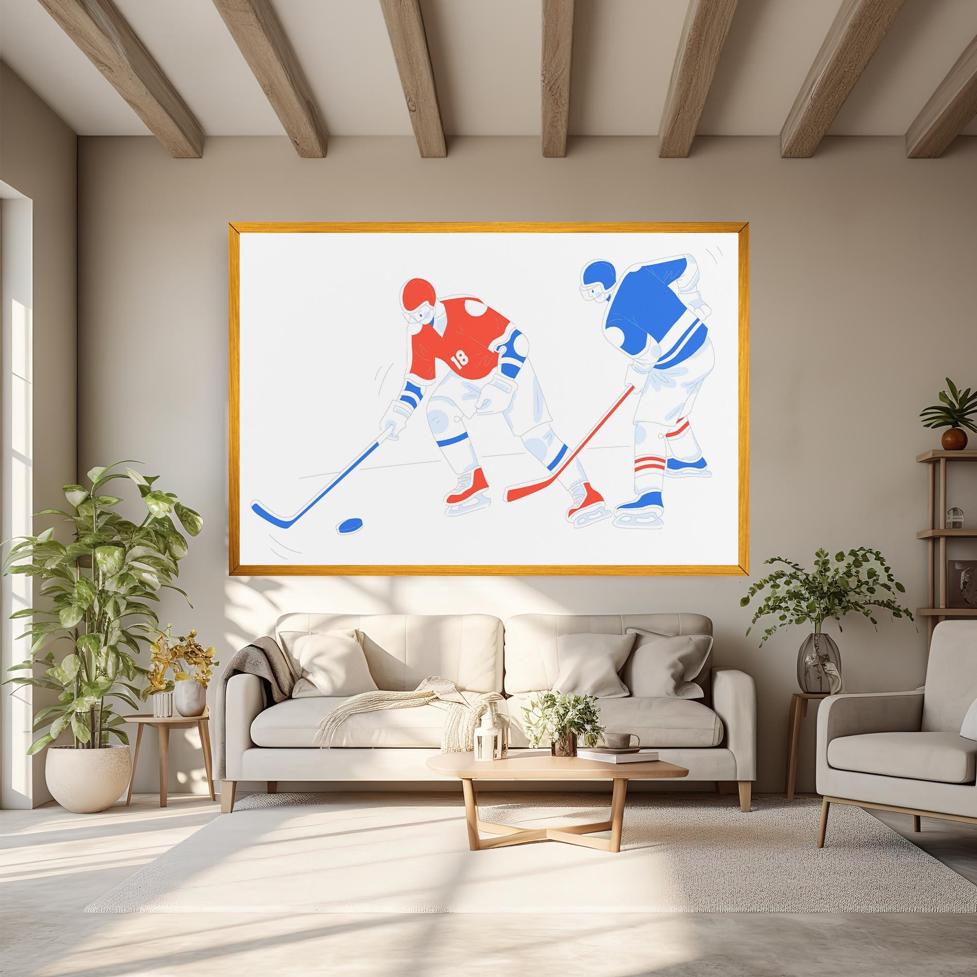 Leinwandbild Orange Blue Hockey mockup 6