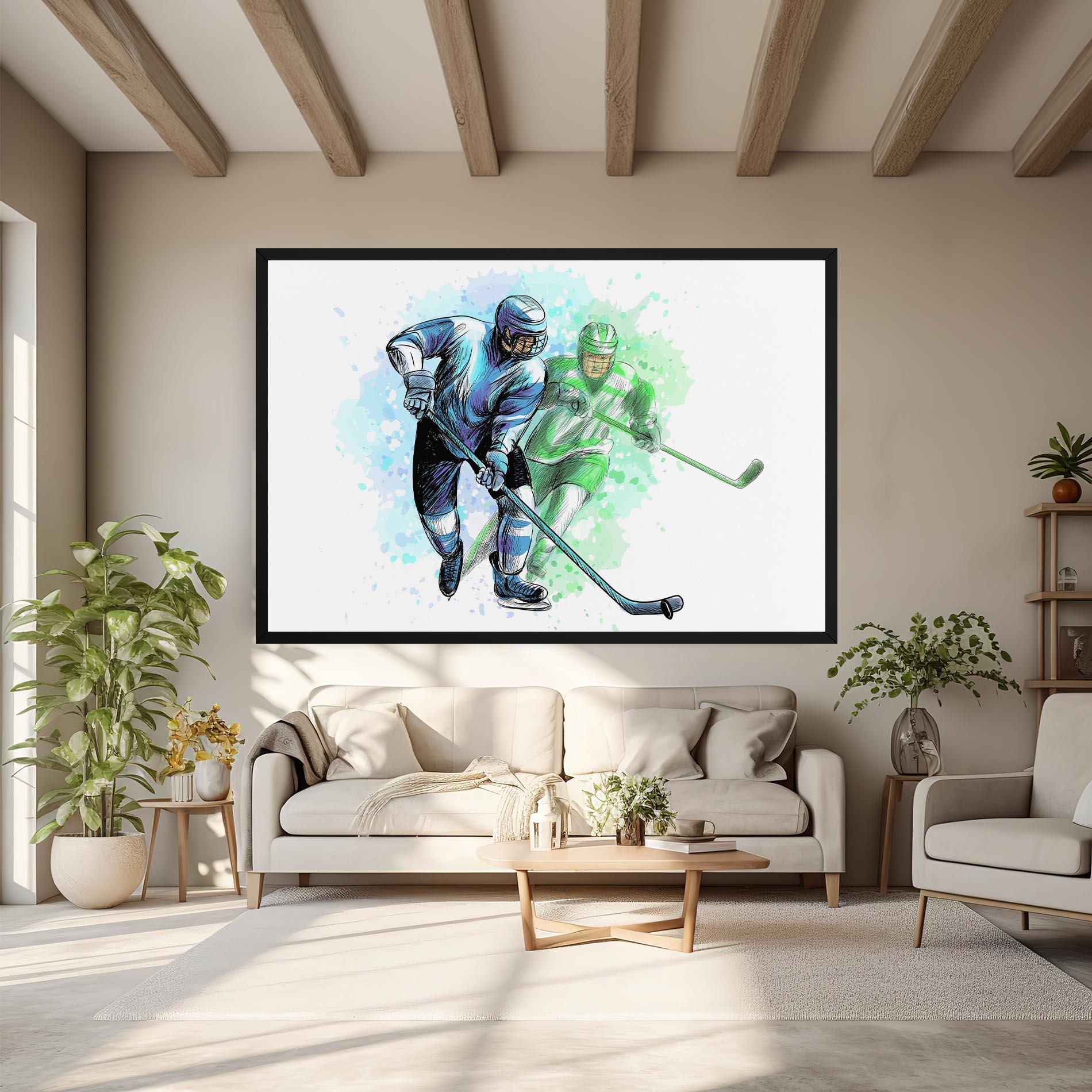 Leinwandbild Green Blue Hockey mockup 6