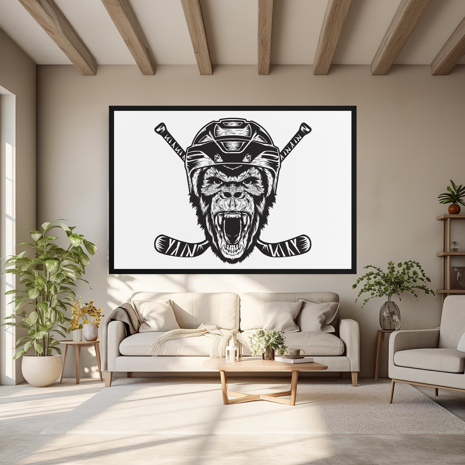 Leinwandbild Monkey Hockey mockup 6