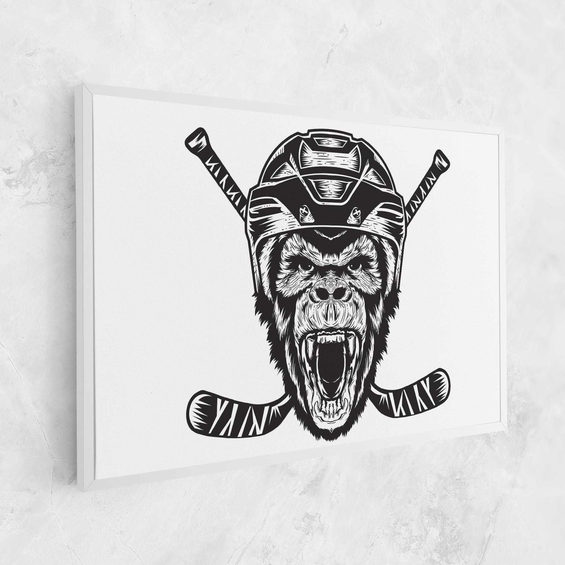 Leinwandbild Monkey Hockey mockup 1
