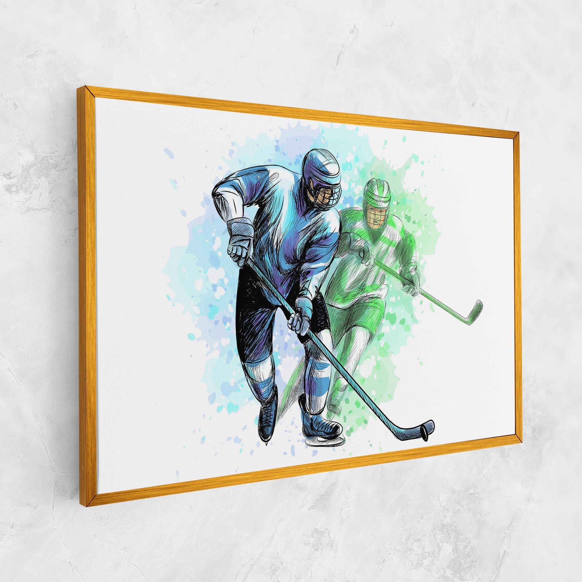 Leinwandbild Green Blue Hockey mockup 1