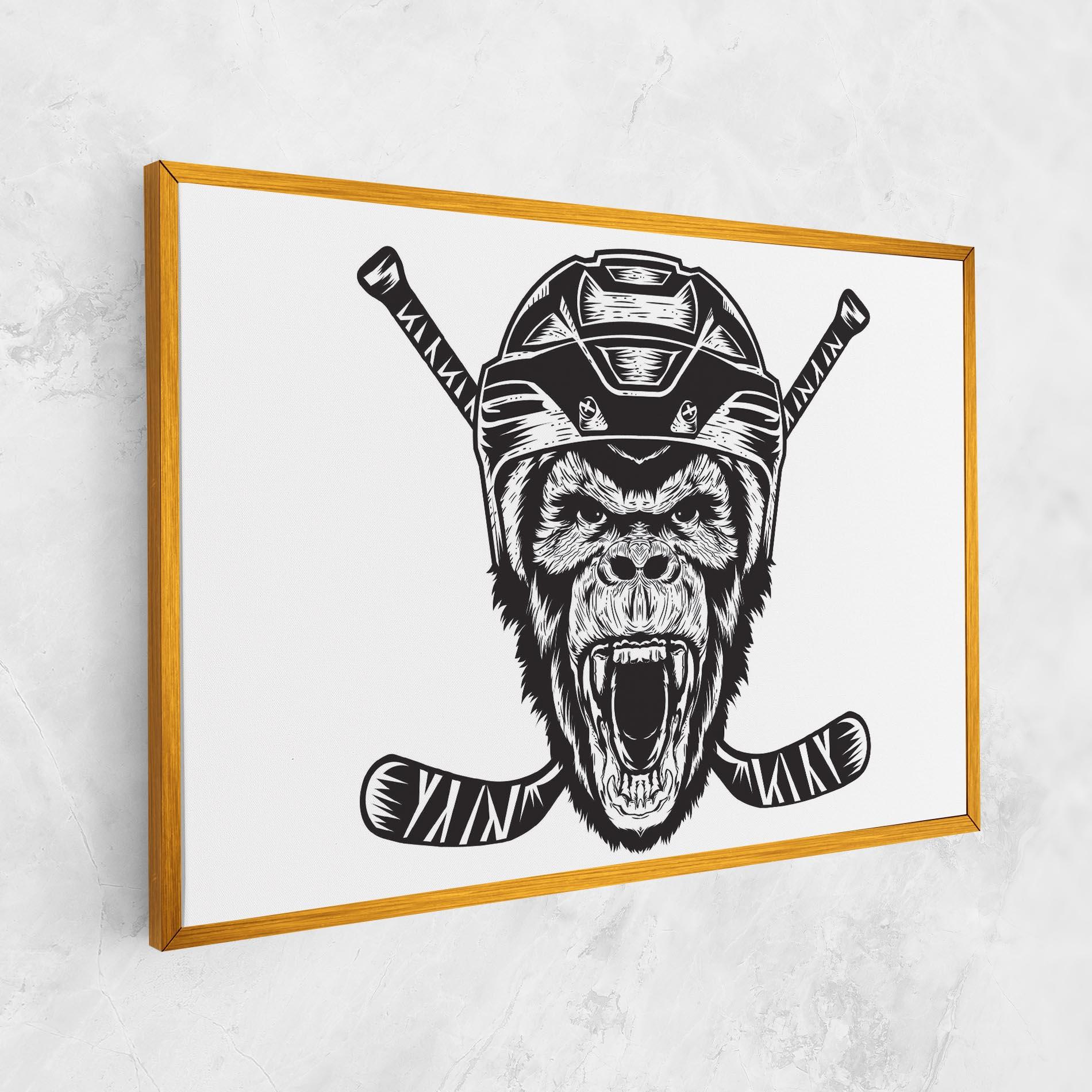 Leinwandbild Monkey Hockey mockup 1