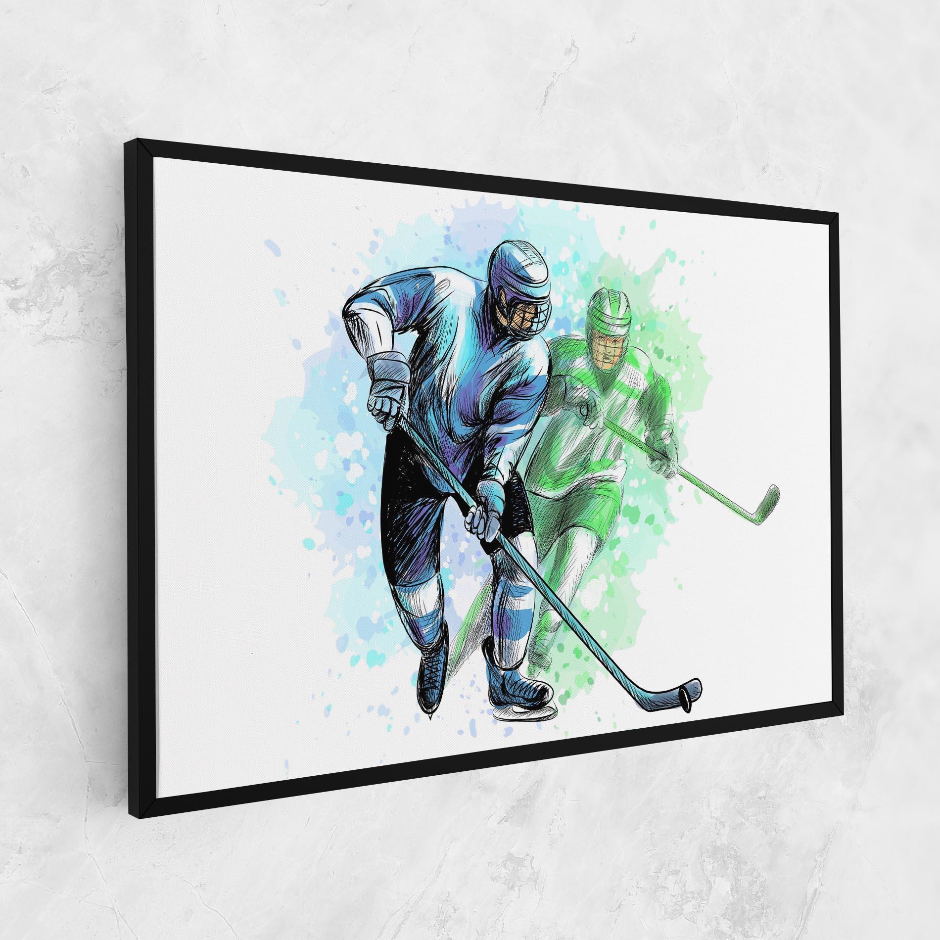 Leinwandbild Green Blue Hockey mockup 1
