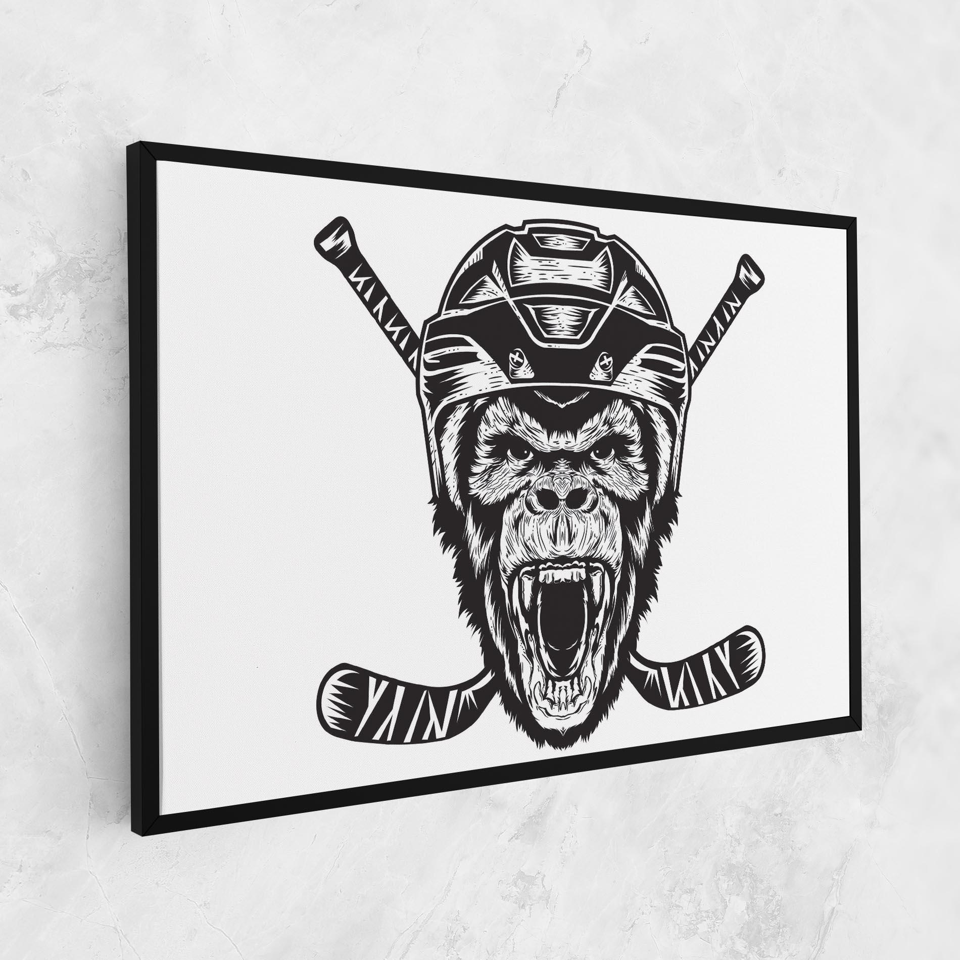 Leinwandbild Monkey Hockey mockup 1
