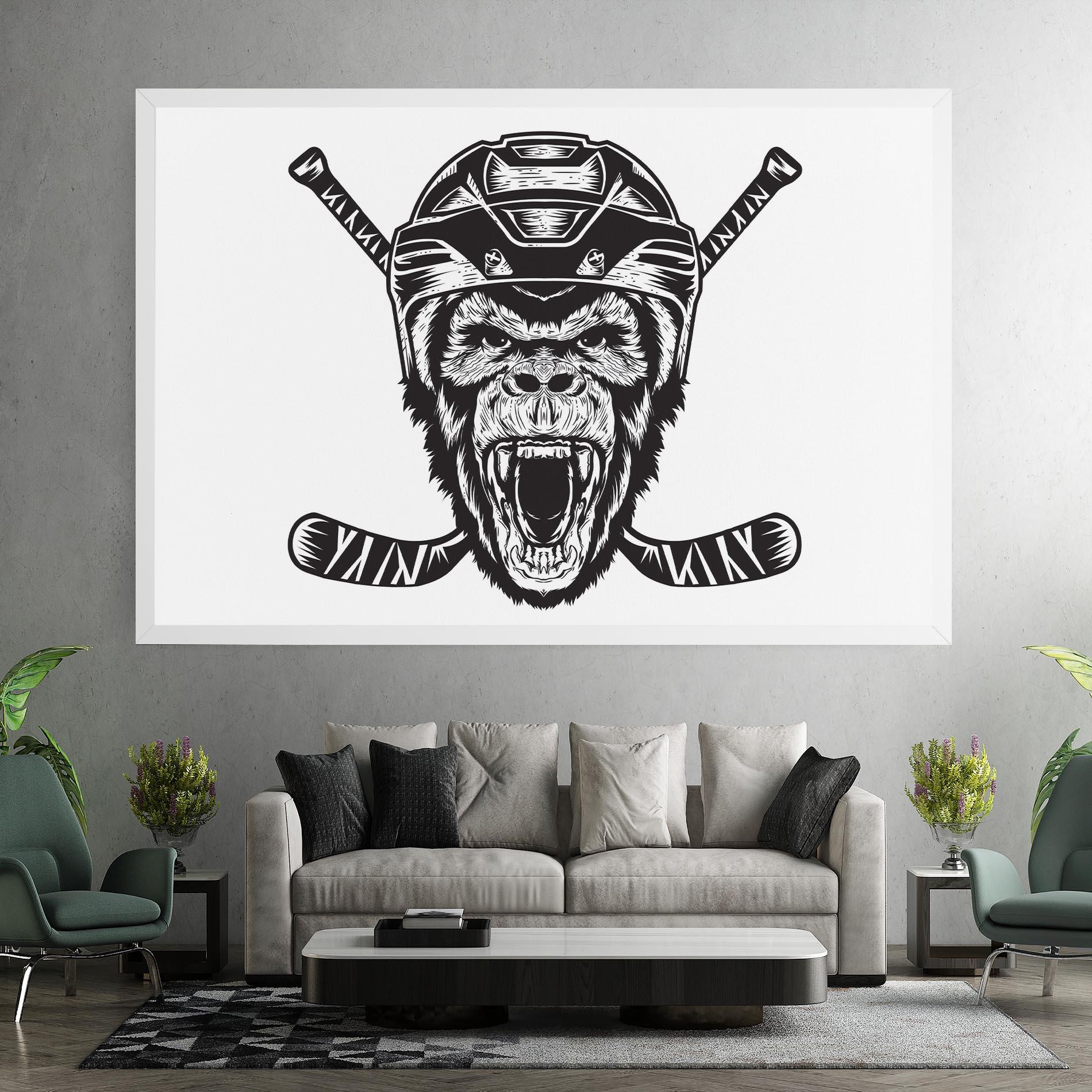 Leinwandbild Monkey Hockey mockup 7