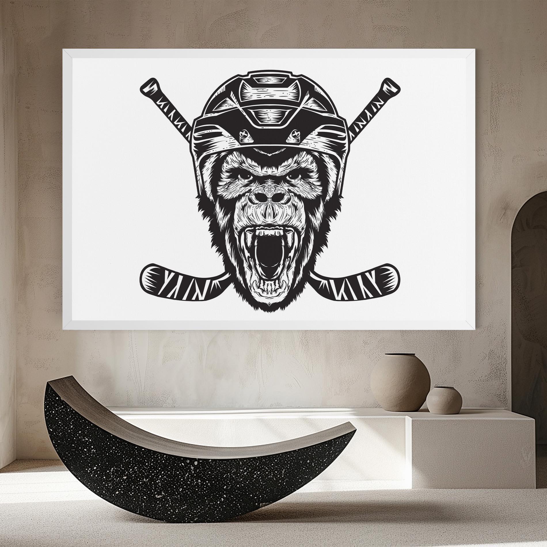 Leinwandbild Monkey Hockey mockup 8