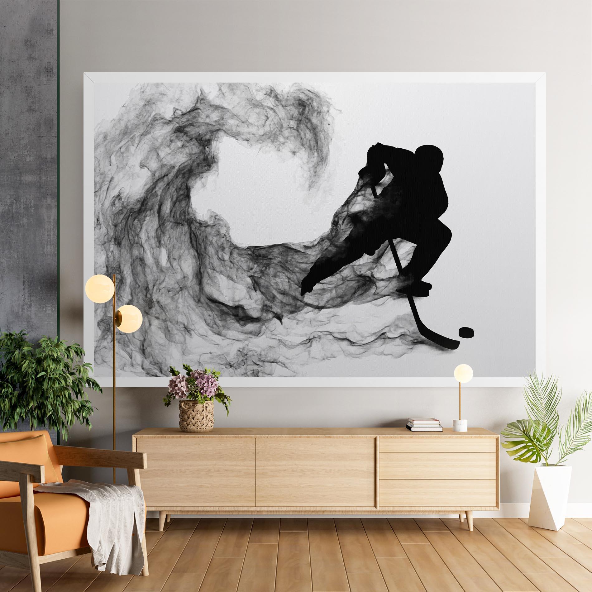 Leinwandbild Black Smoke Hockey mockup 9