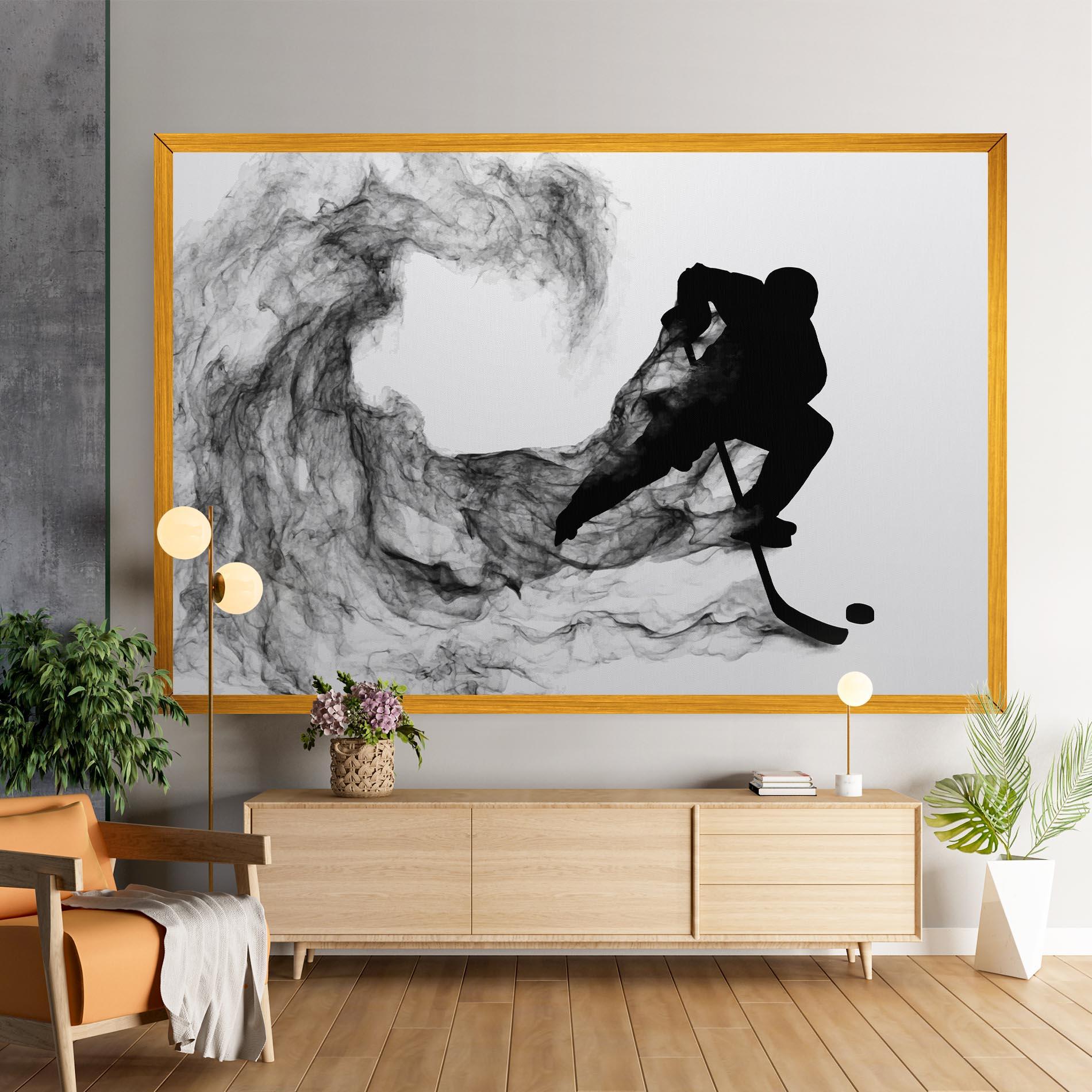 Leinwandbild Black Smoke Hockey mockup 9