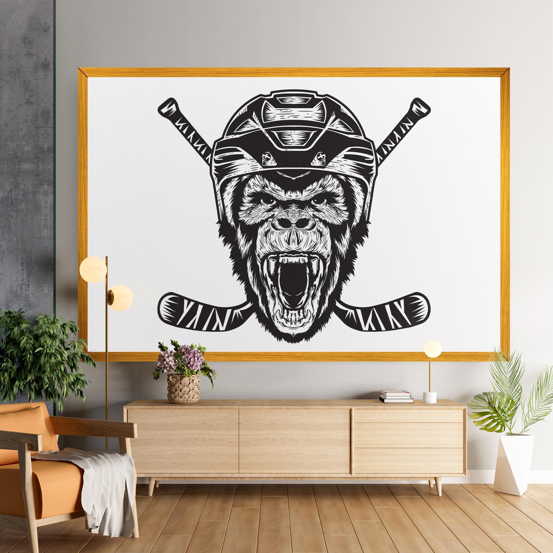 Leinwandbild Monkey Hockey mockup 9