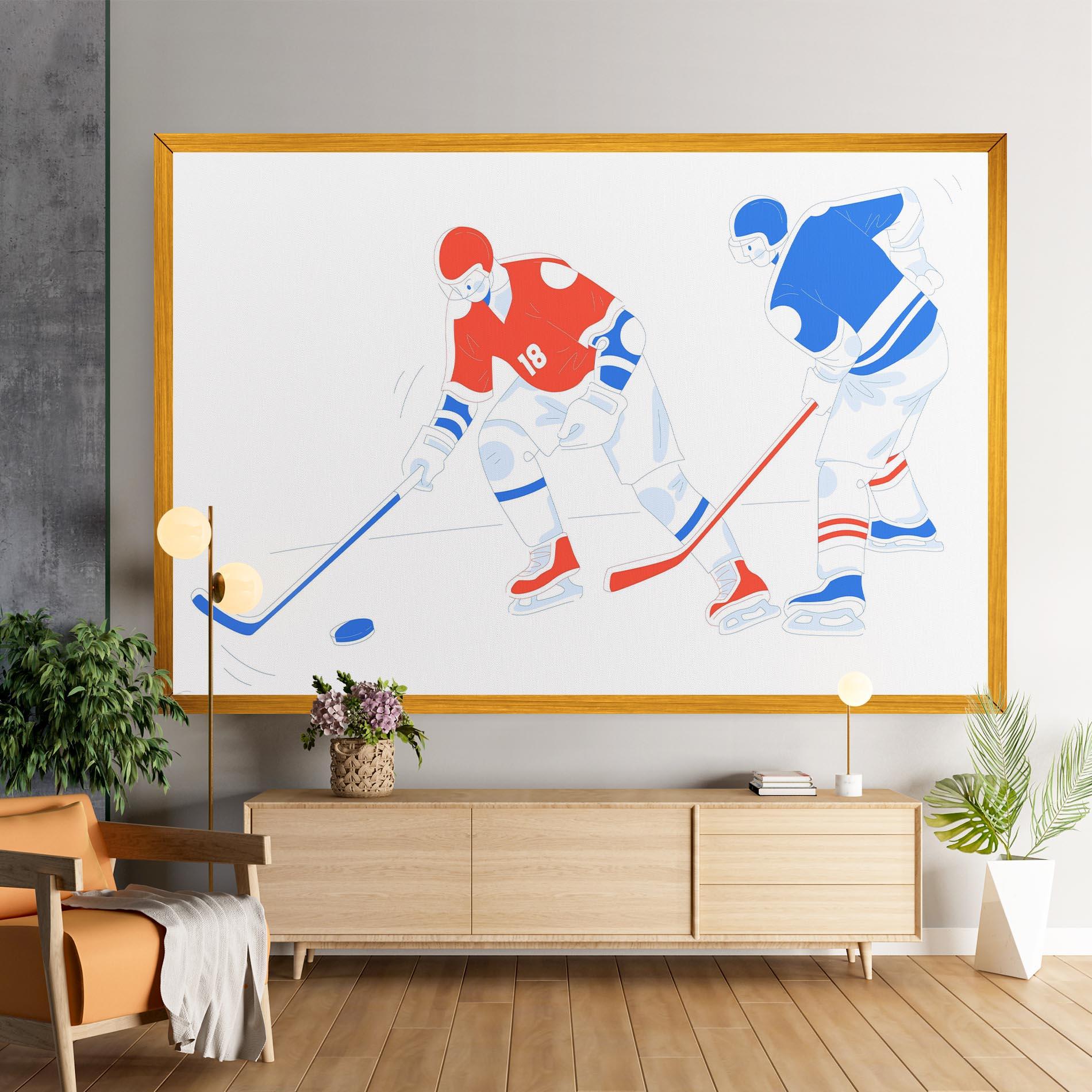 Leinwandbild Orange Blue Hockey mockup 9