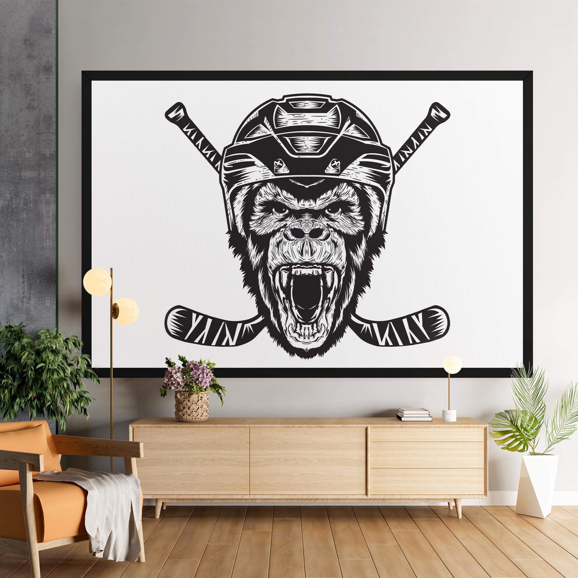 Leinwandbild Monkey Hockey mockup 9