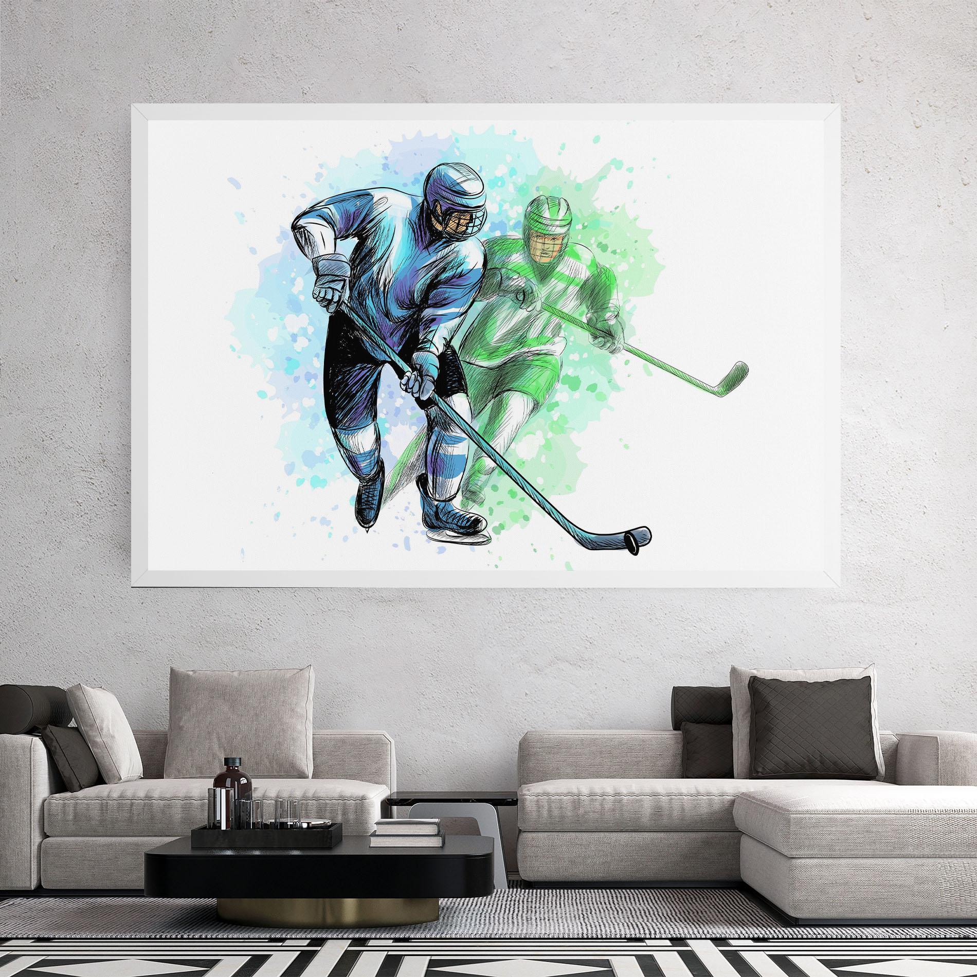 Leinwandbild Green Blue Hockey mockup 2