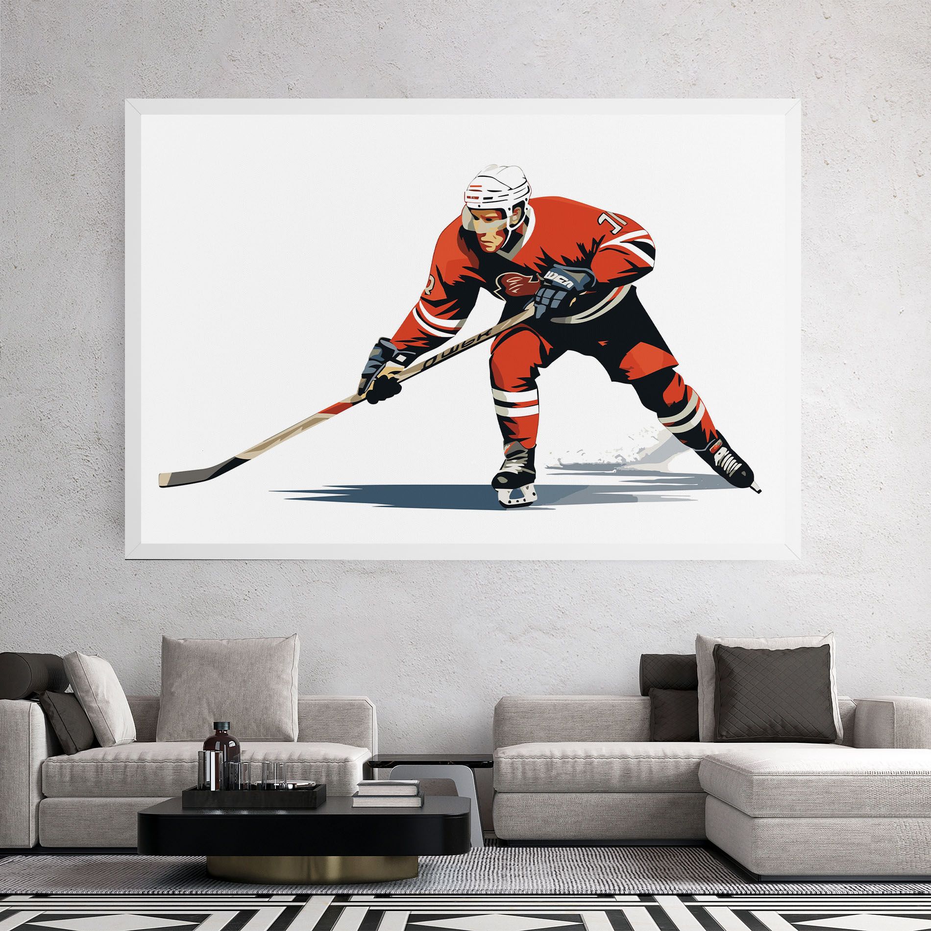 Hockey Orange Player mockup 2