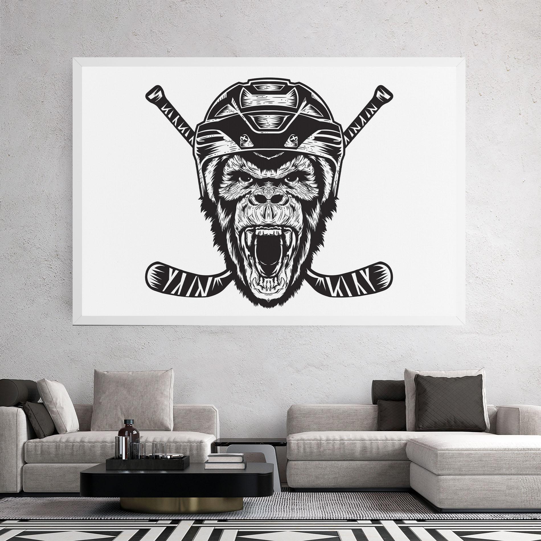 Leinwandbild Monkey Hockey mockup 2