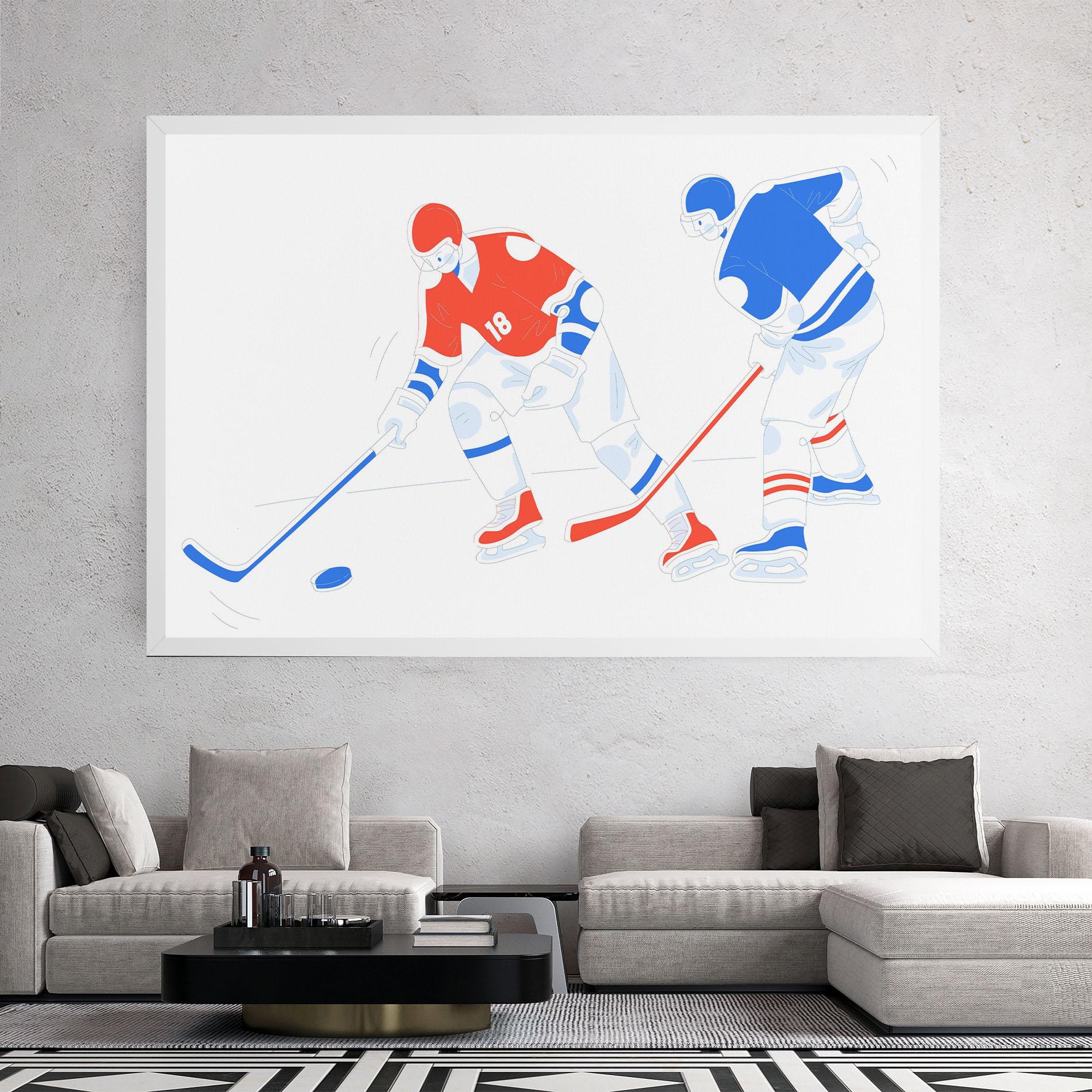 Leinwandbild Orange Blue Hockey mockup 2