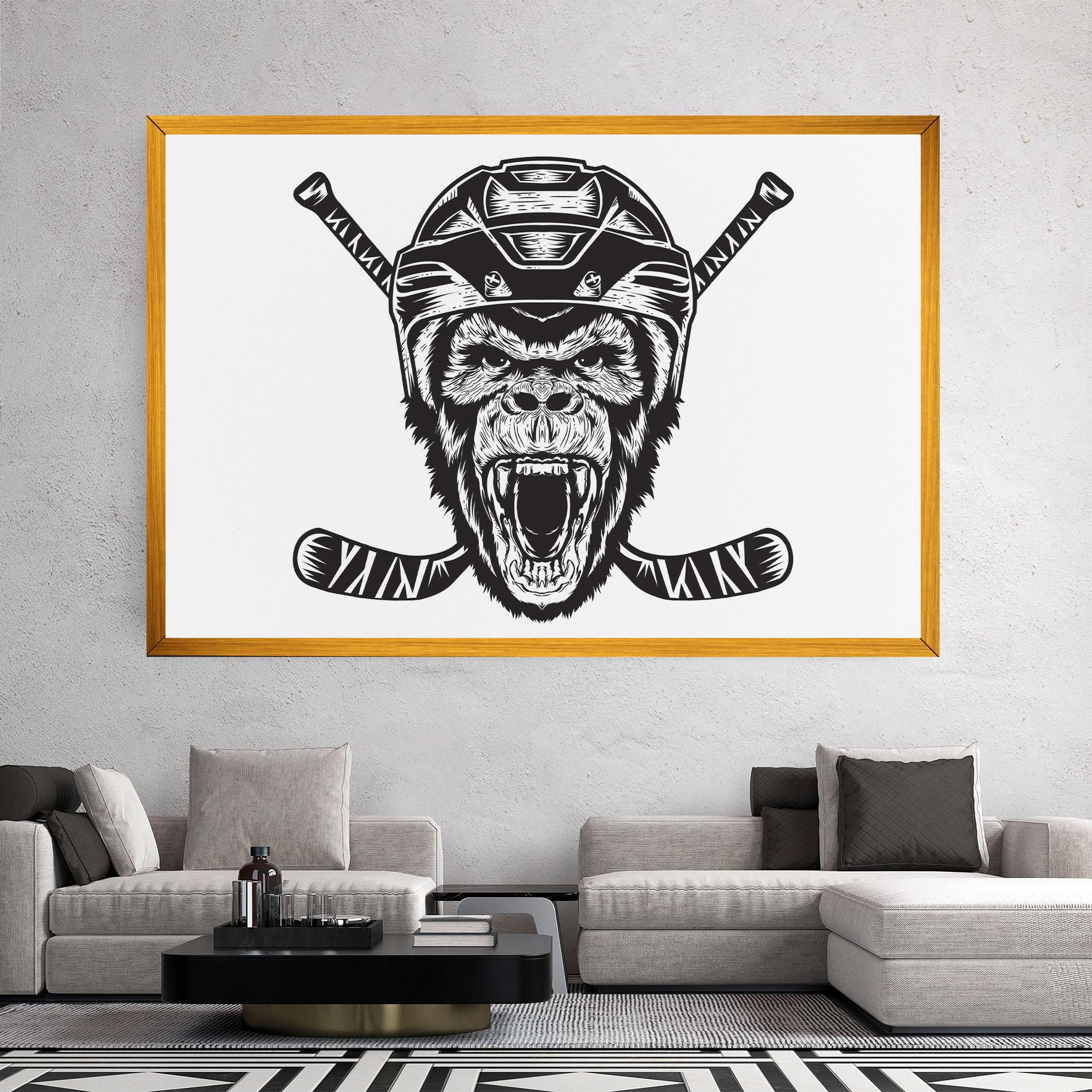 Leinwandbild Monkey Hockey mockup 2