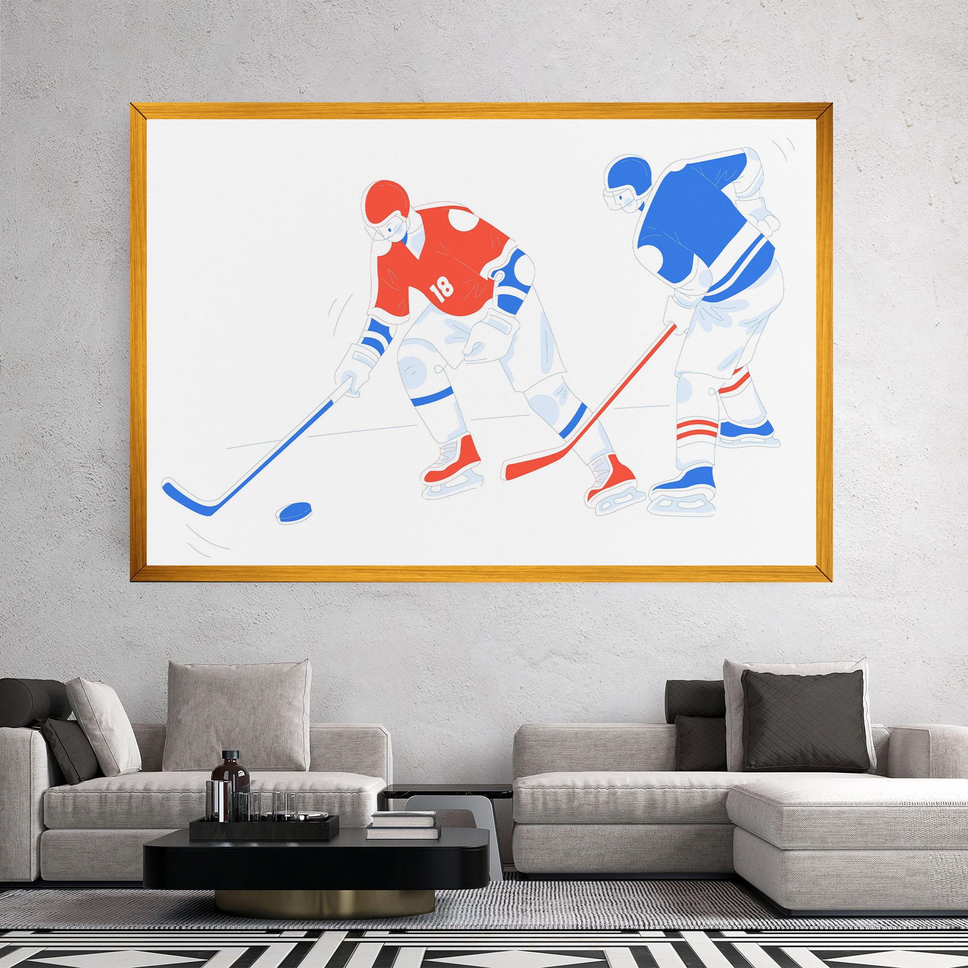 Leinwandbild Orange Blue Hockey mockup 2