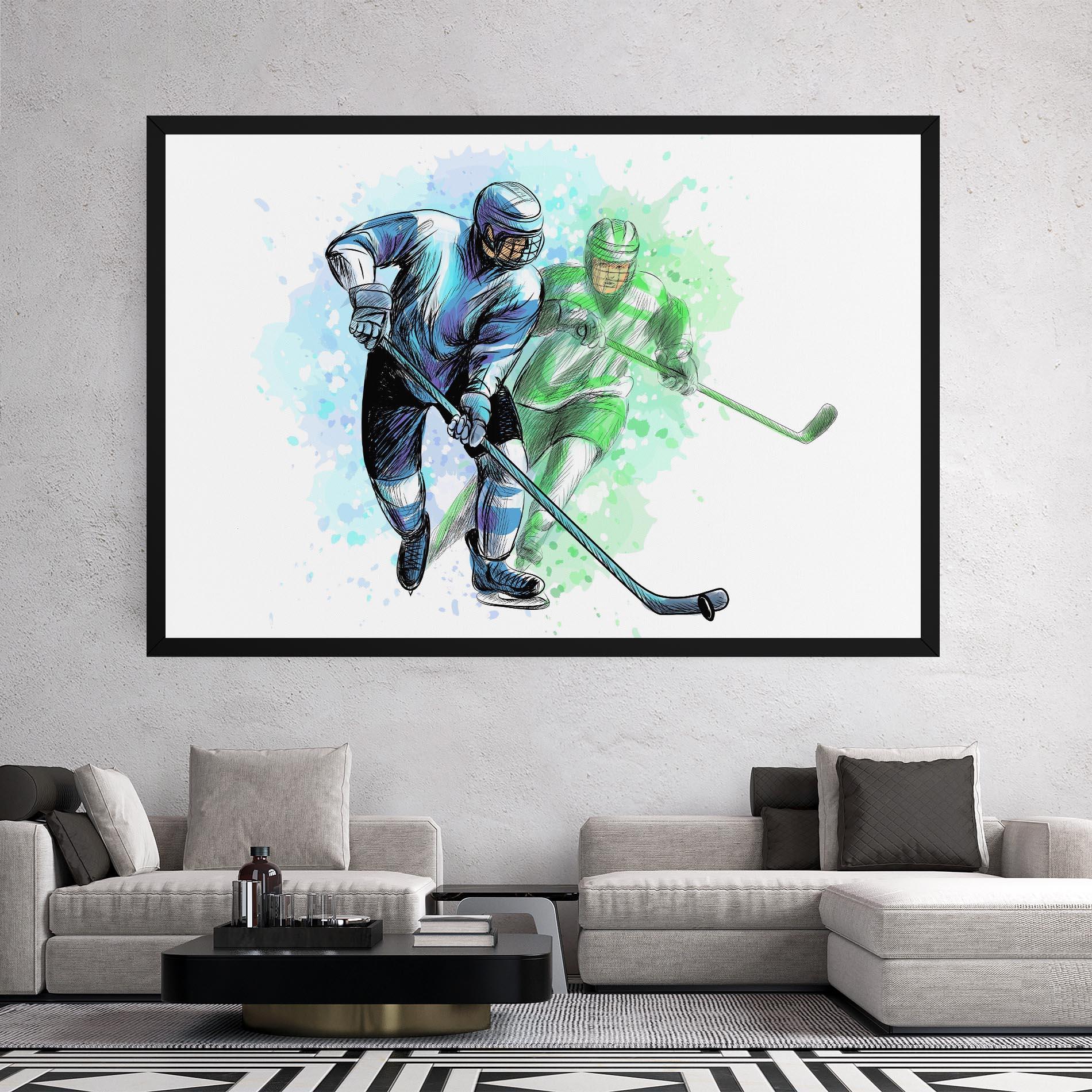 Leinwandbild Green Blue Hockey mockup 2