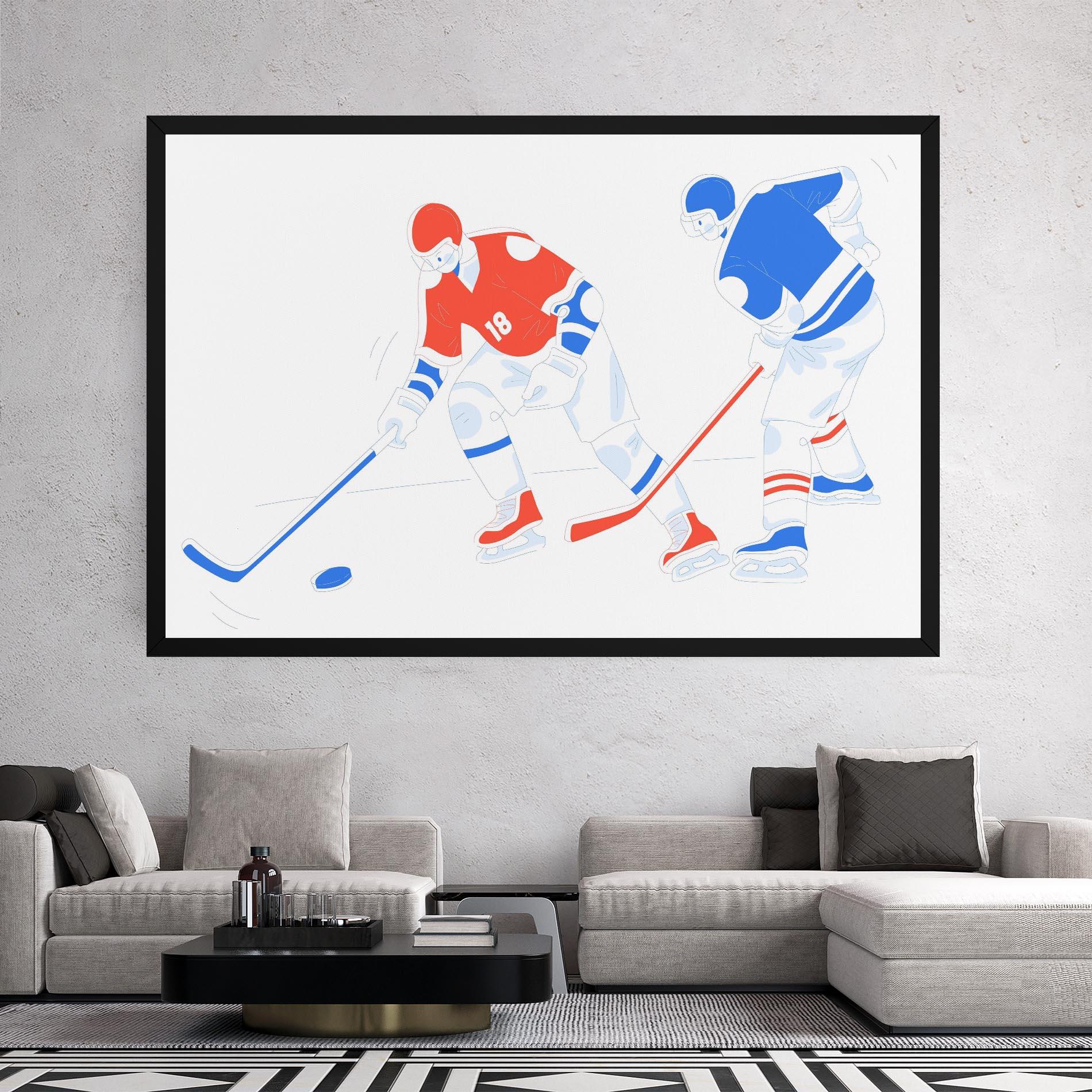 Leinwandbild Orange Blue Hockey mockup 2