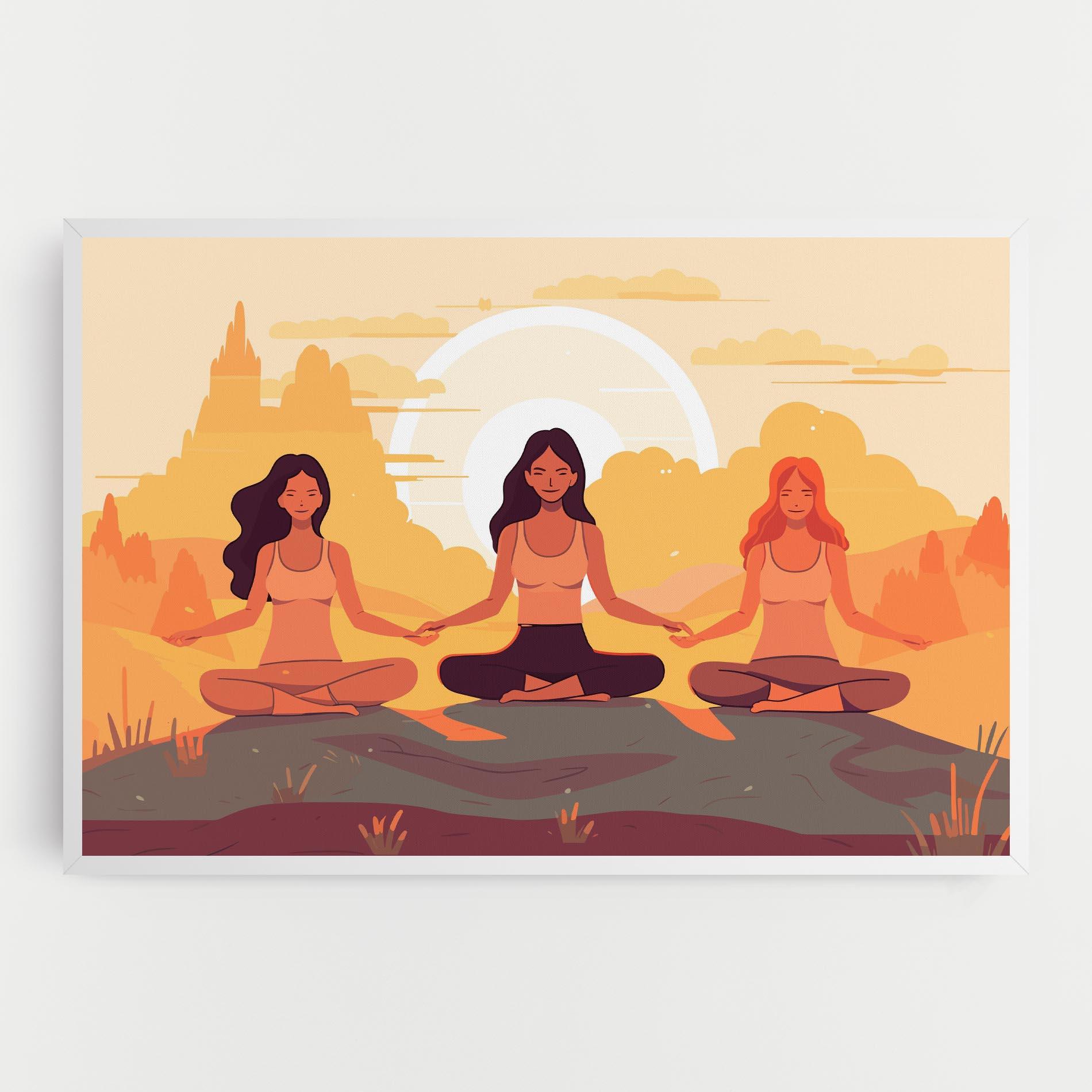 Leinwandbild Three Yoga Girls mockup 0