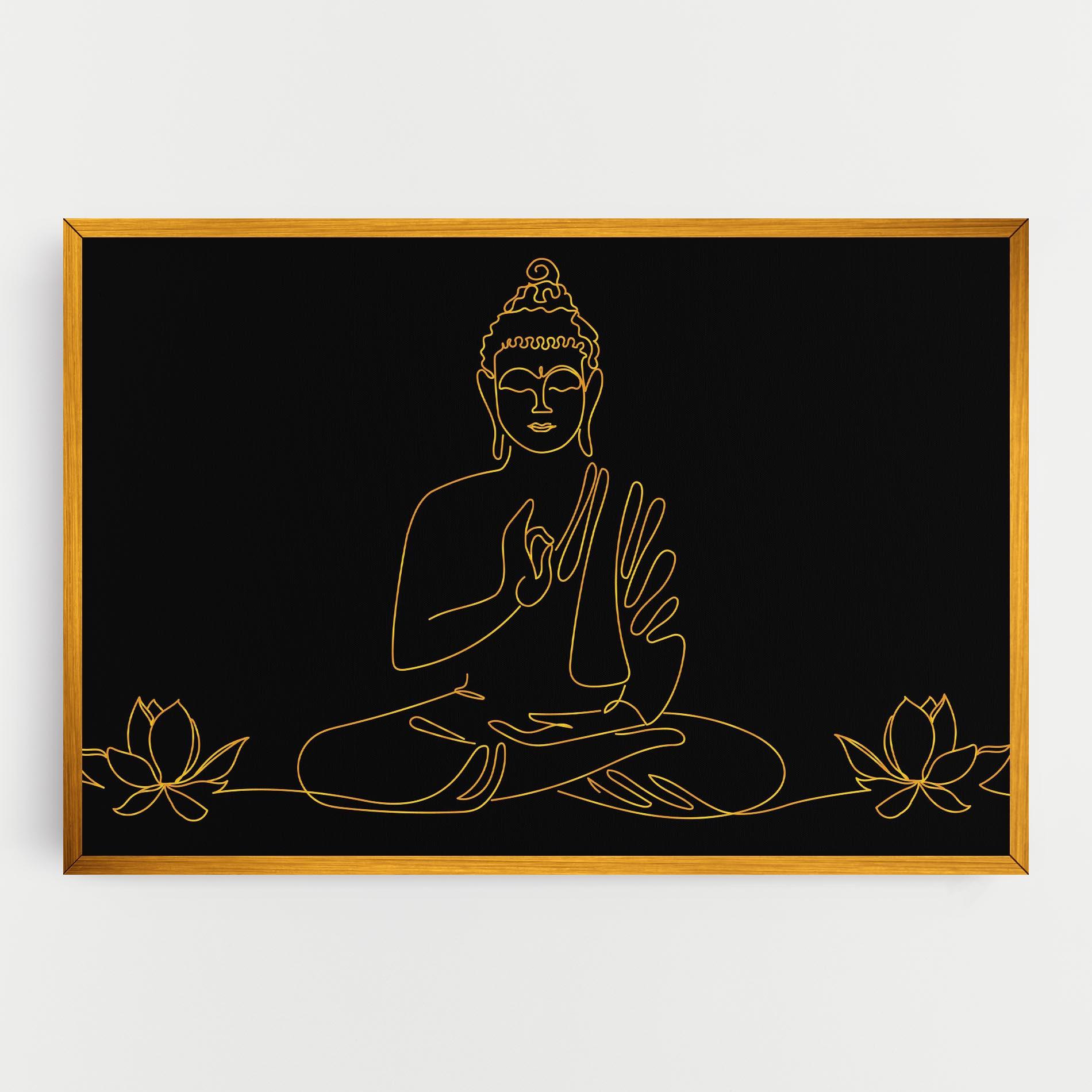 Leinwandbild Buddha Gold Line mockup 0