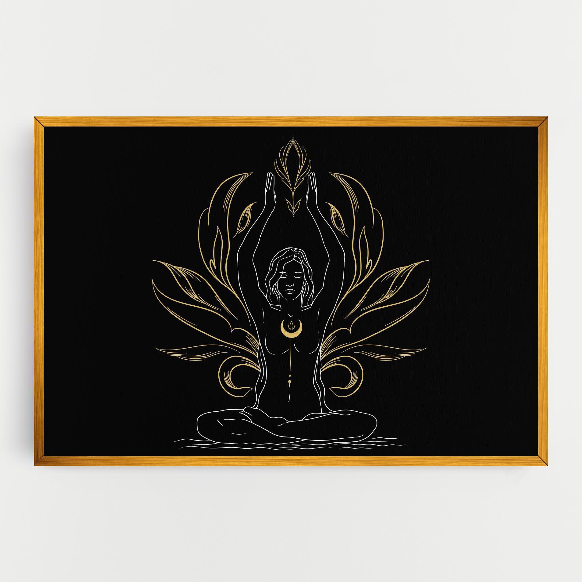 Leinwandbild Gold Yoga Pose mockup 0