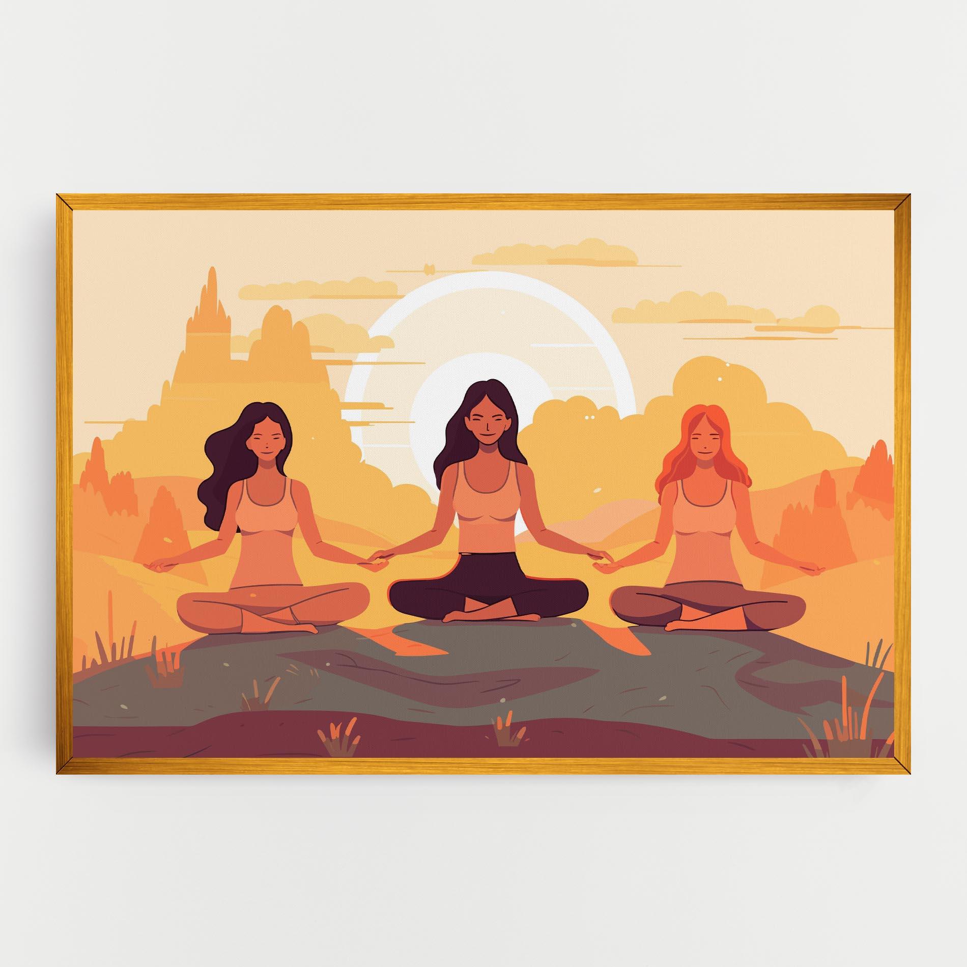 Leinwandbild Three Yoga Girls mockup 0