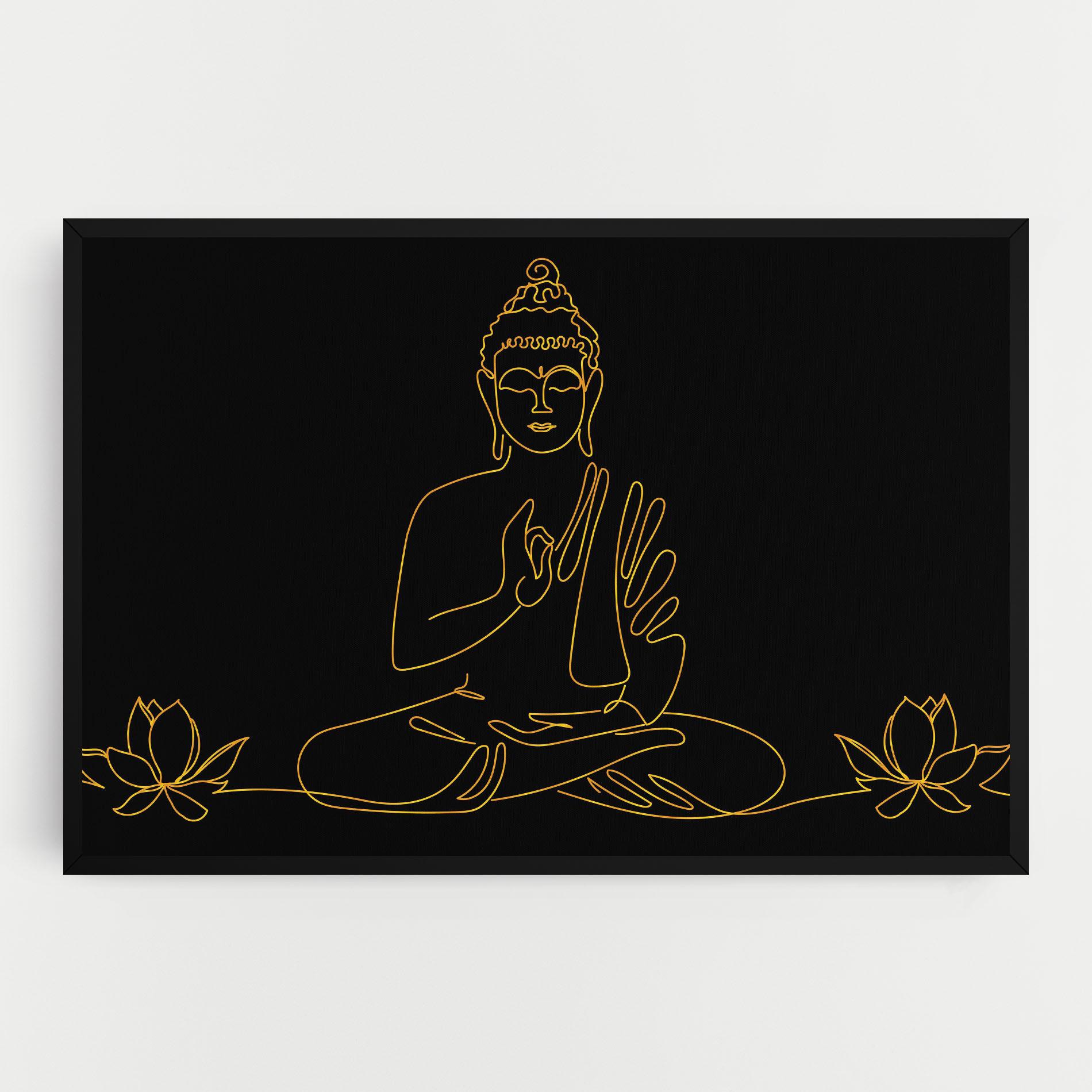 Leinwandbild Buddha Gold Line mockup 0