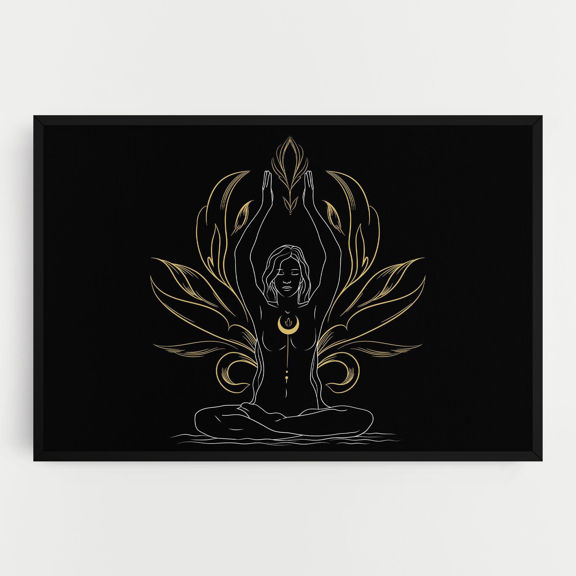 Leinwandbild Gold Yoga Pose mockup 0