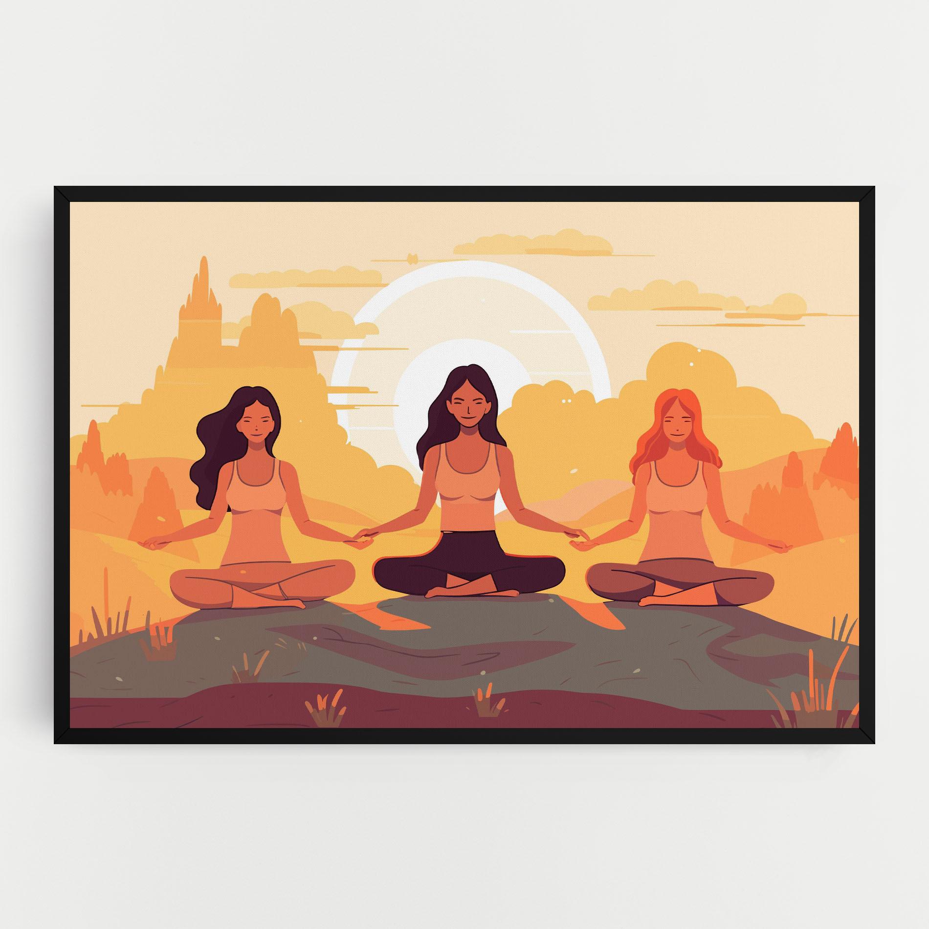 Leinwandbild Three Yoga Girls mockup 0