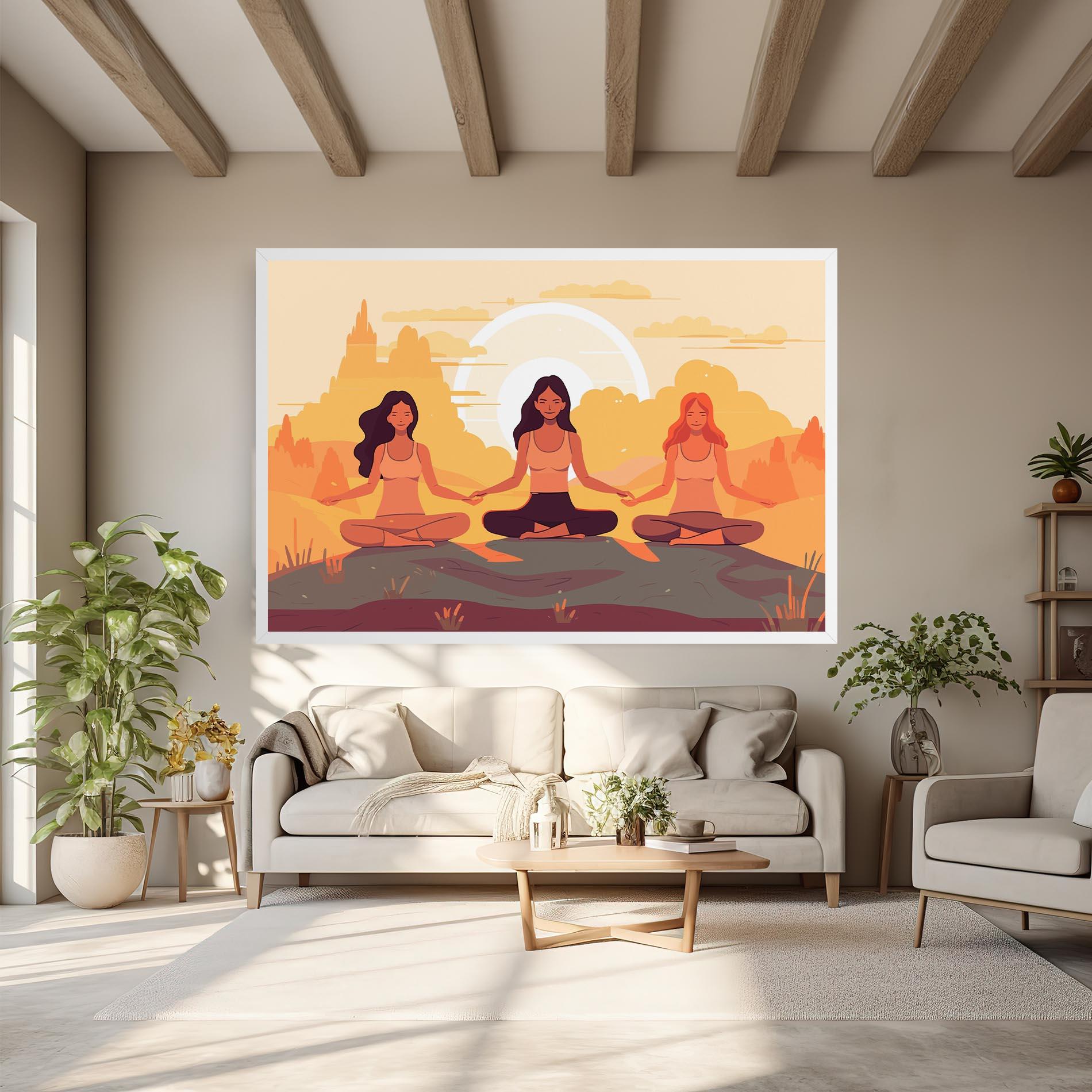 Leinwandbild Three Yoga Girls mockup 6