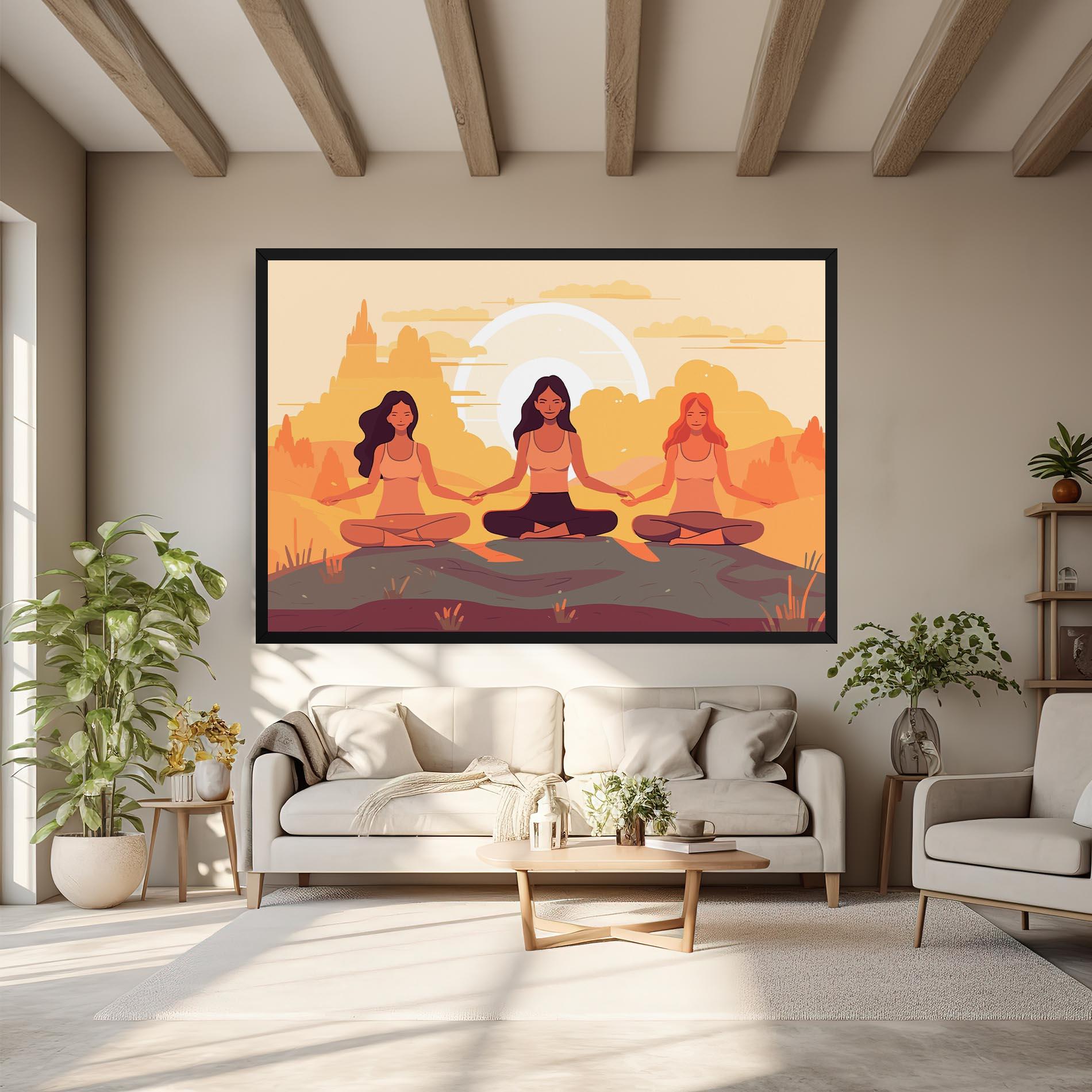 Leinwandbild Three Yoga Girls mockup 6