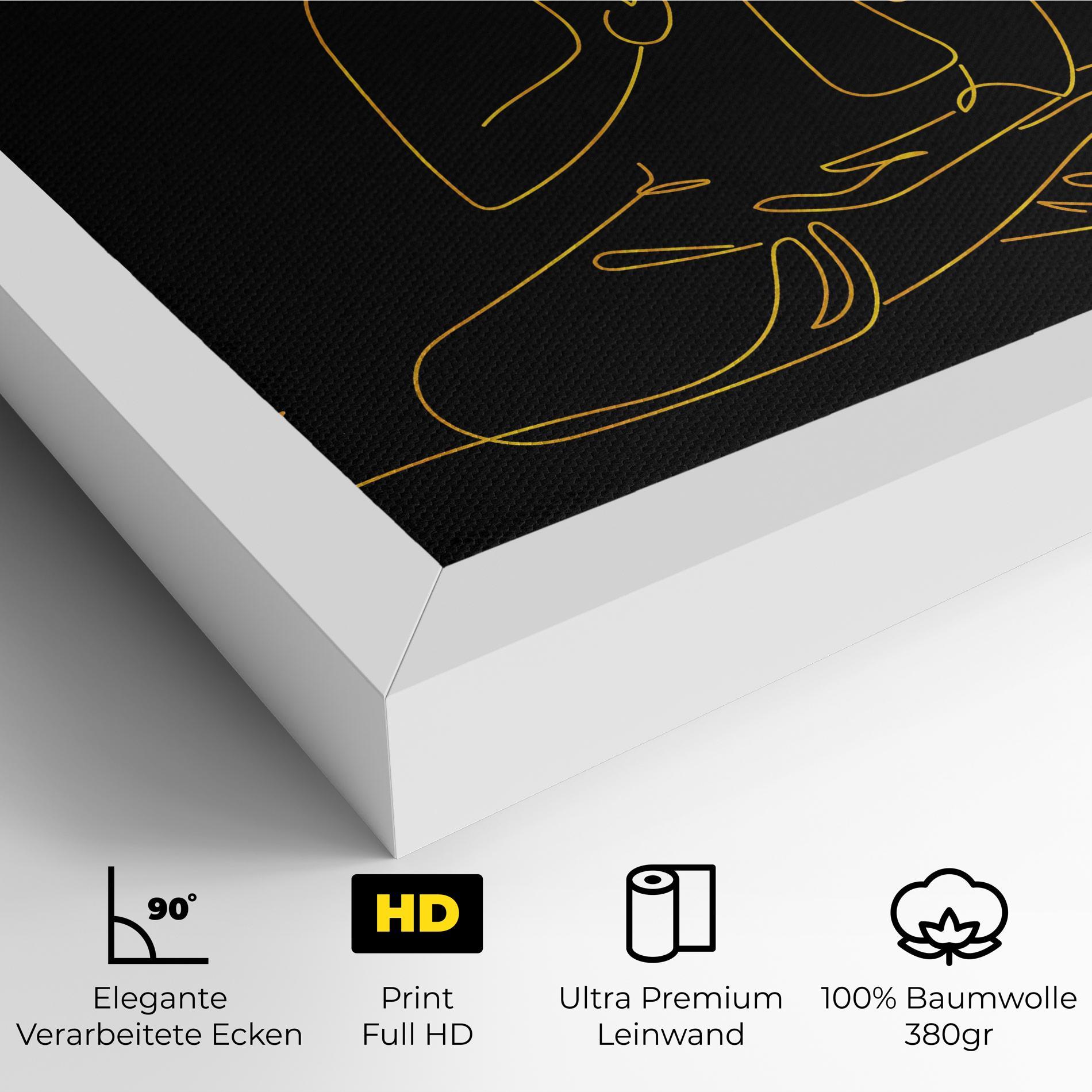 Leinwandbild Buddha Gold Line mockup 4