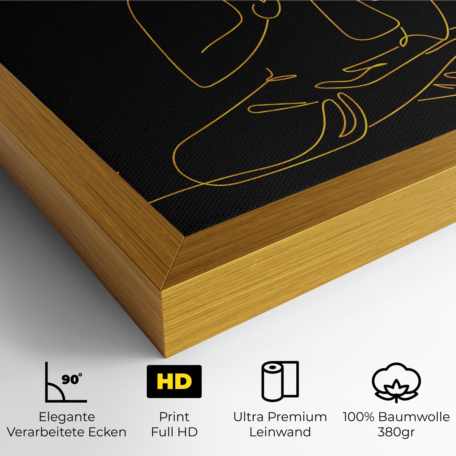 Leinwandbild Buddha Gold Line mockup 4
