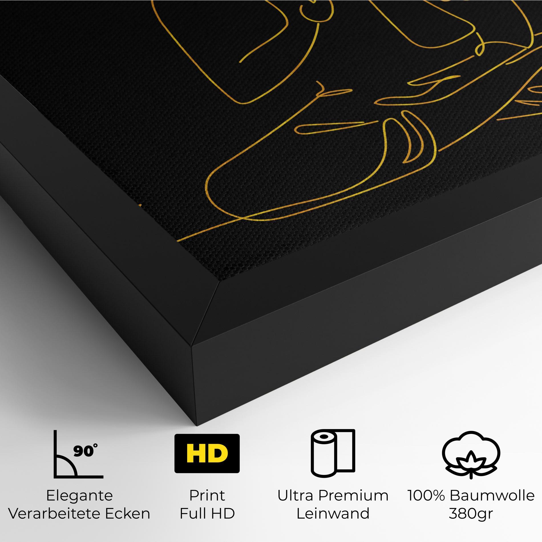 Leinwandbild Buddha Gold Line mockup 4