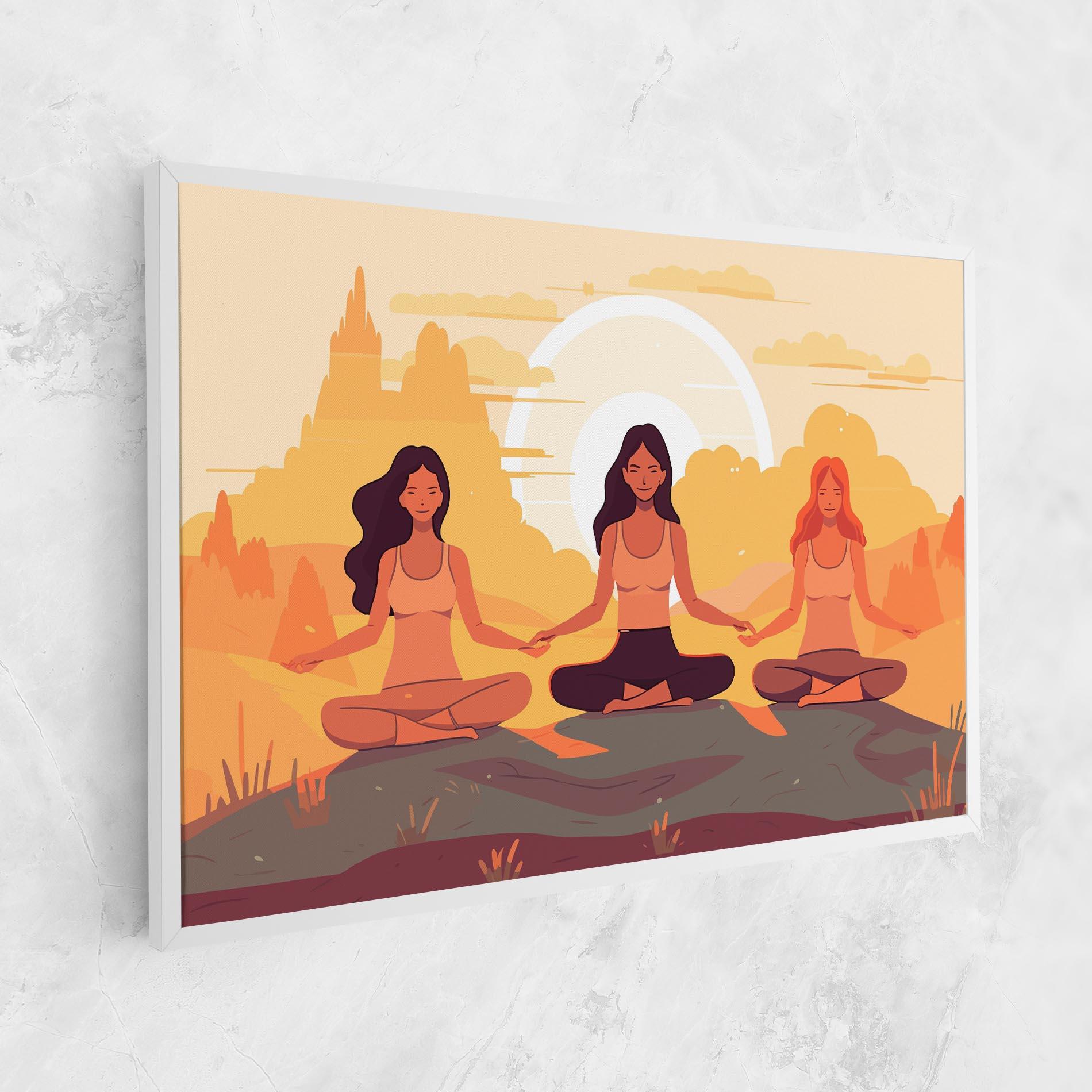 Leinwandbild Three Yoga Girls mockup 1