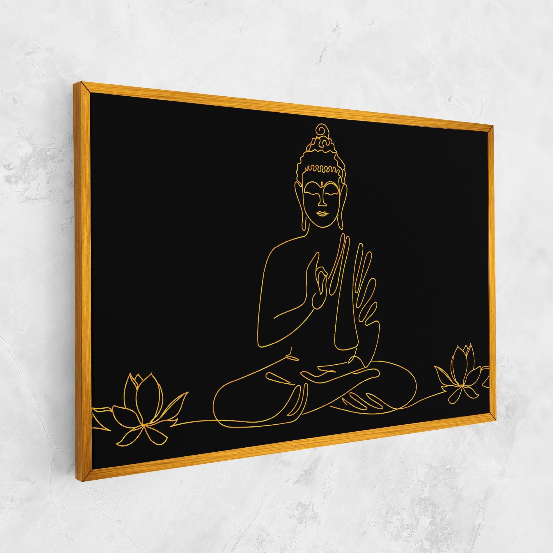 Leinwandbild Buddha Gold Line mockup 1
