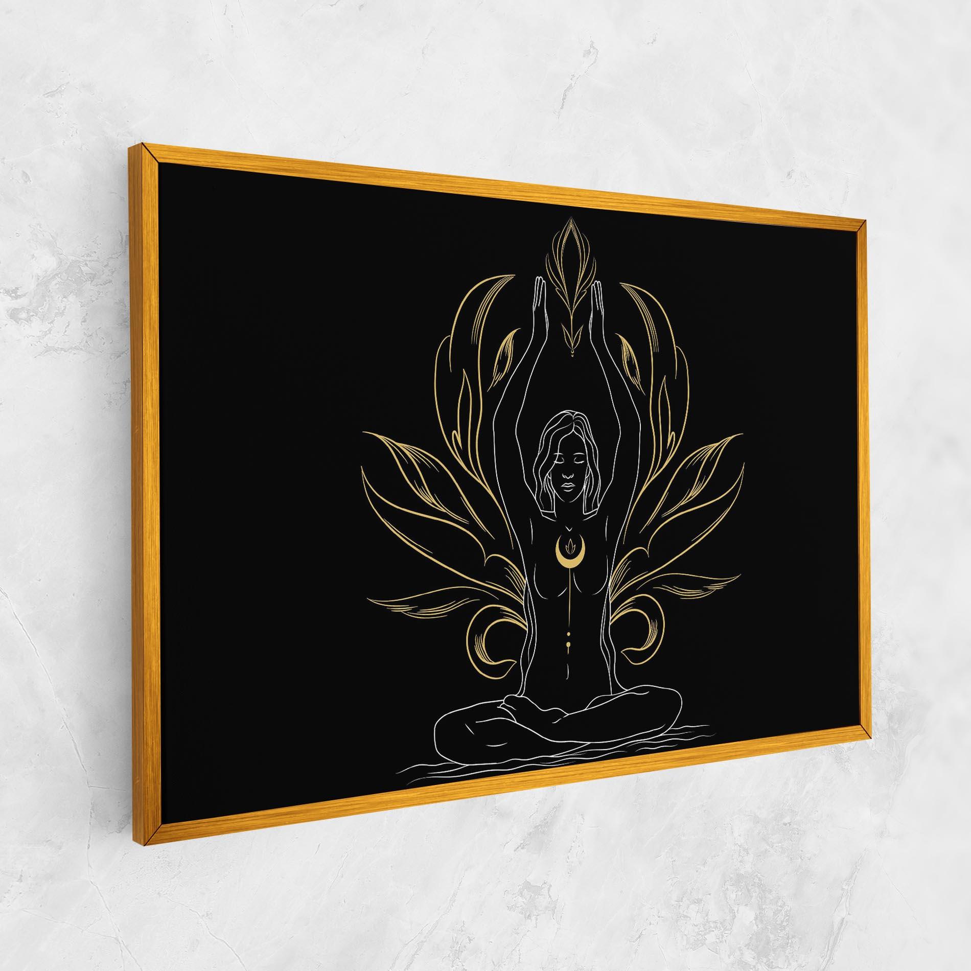 Leinwandbild Gold Yoga Pose mockup 1