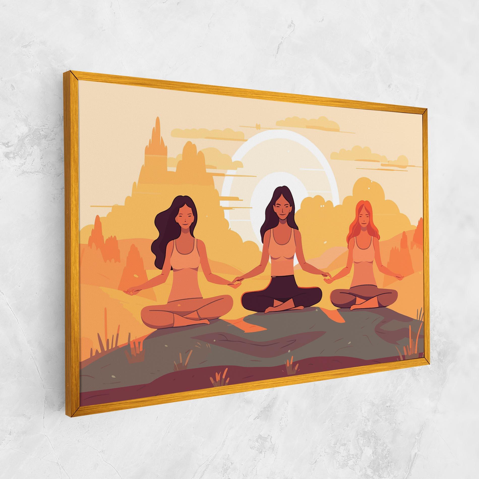 Leinwandbild Three Yoga Girls mockup 1