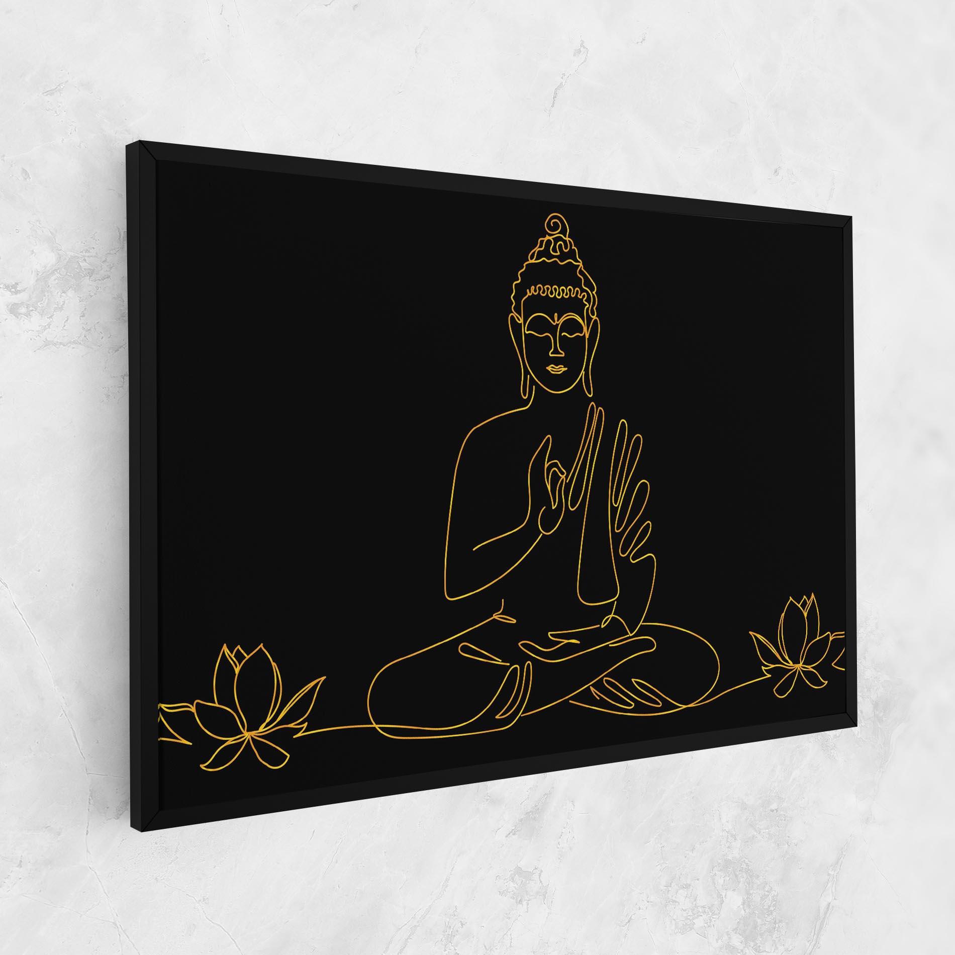 Leinwandbild Buddha Gold Line mockup 1