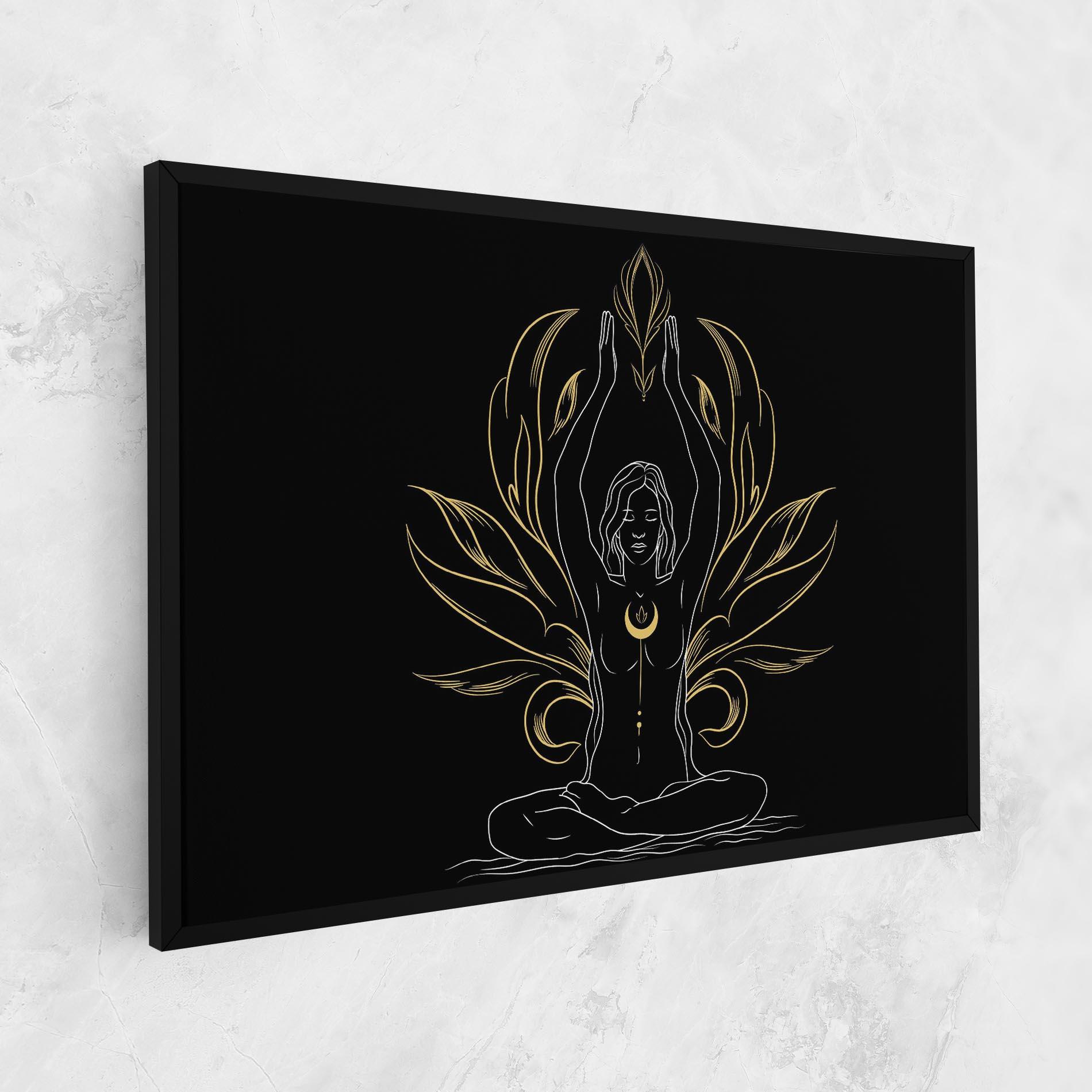 Leinwandbild Gold Yoga Pose mockup 1
