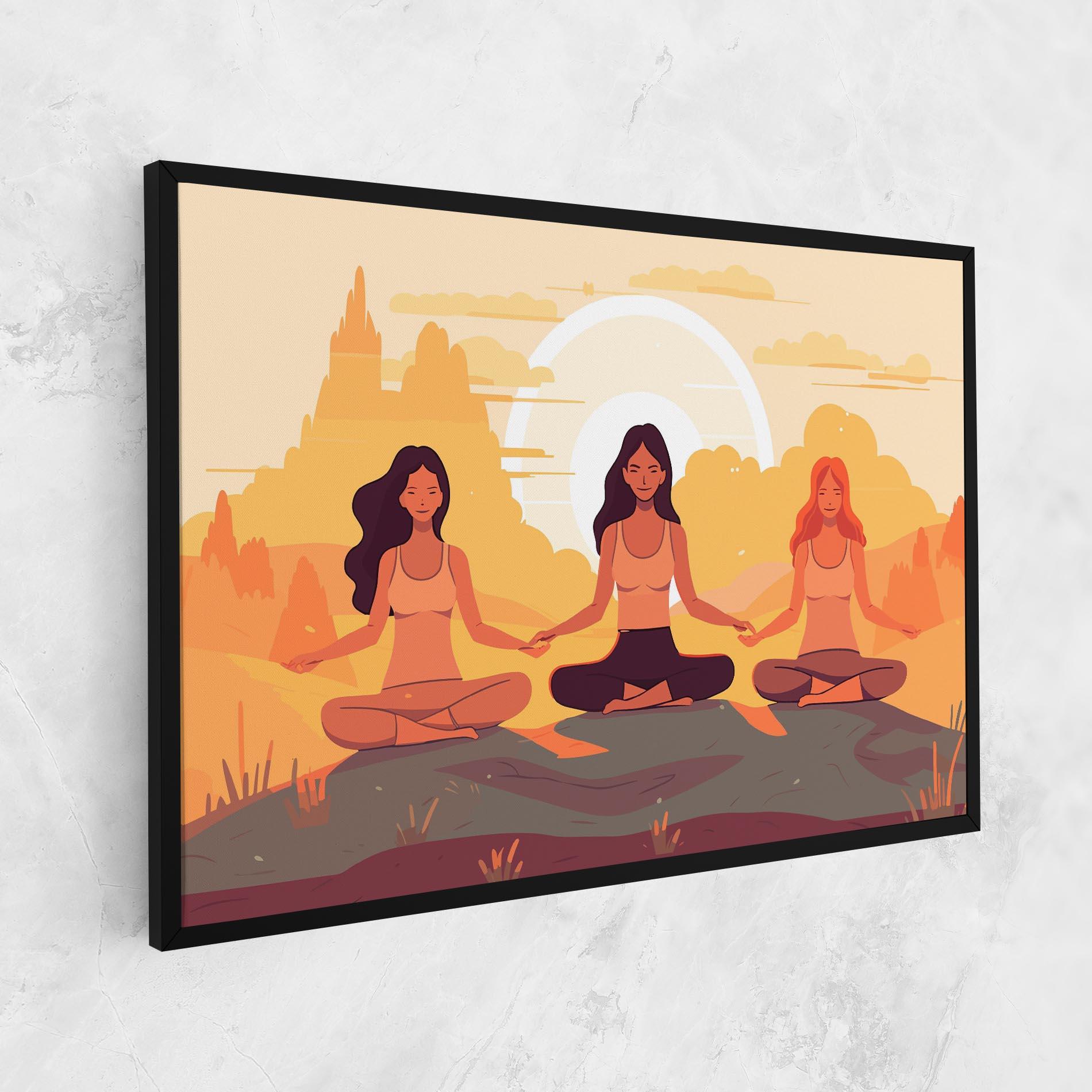Leinwandbild Three Yoga Girls mockup 1
