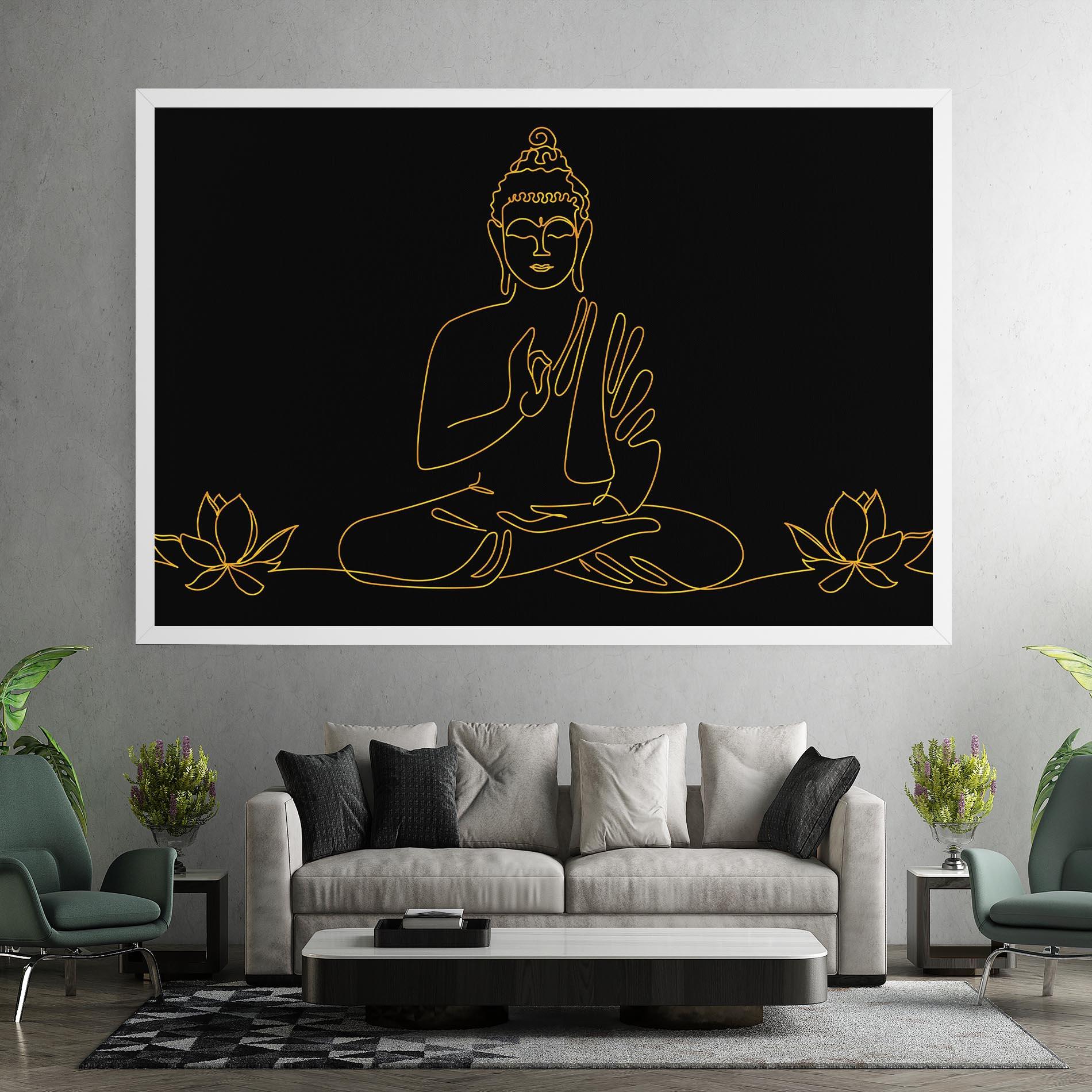 Leinwandbild Buddha Gold Line mockup 7