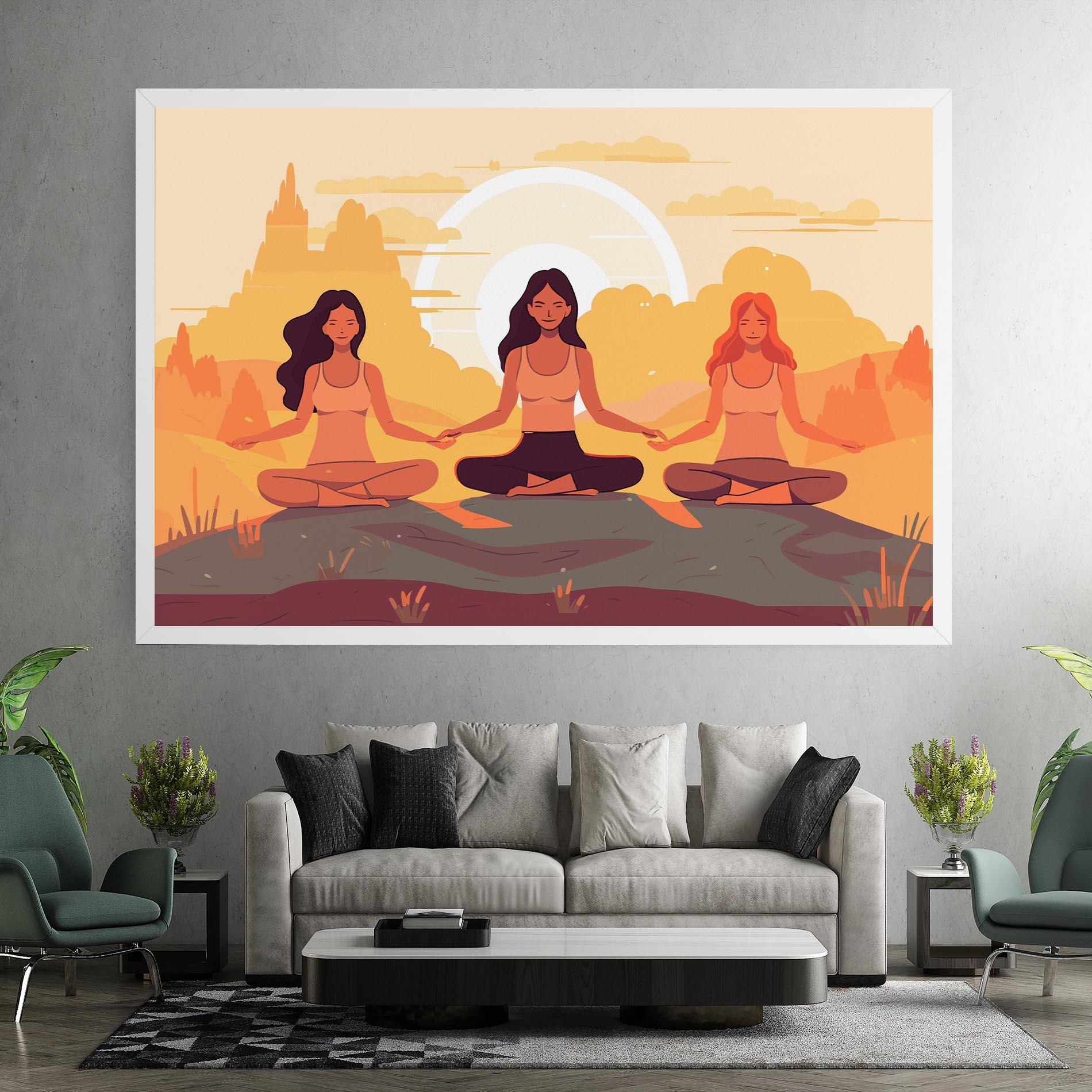 Leinwandbild Three Yoga Girls mockup 7